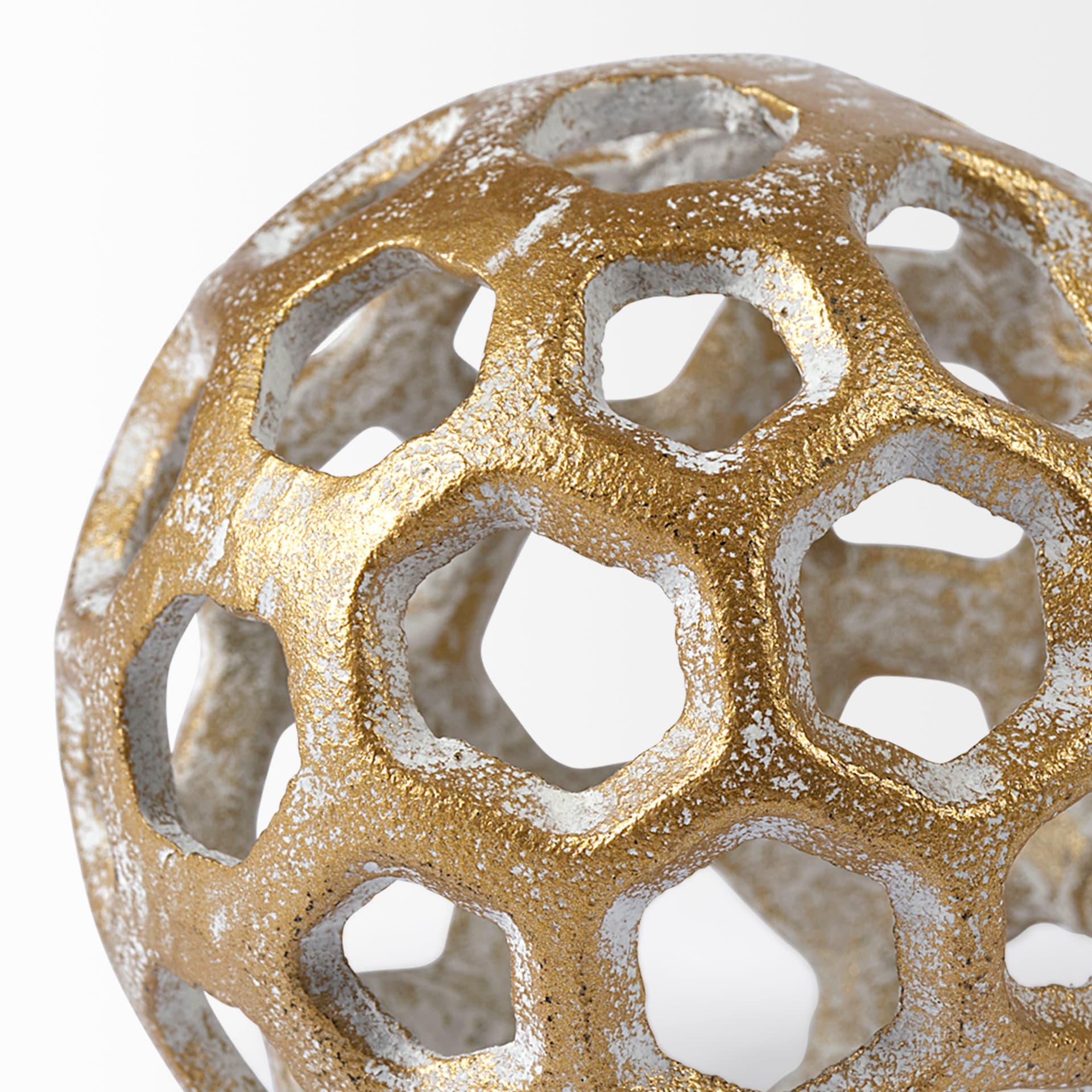 Moyer I (Small) 3L x 3W Gold Metal Hollow Decorative Orb — product photograph