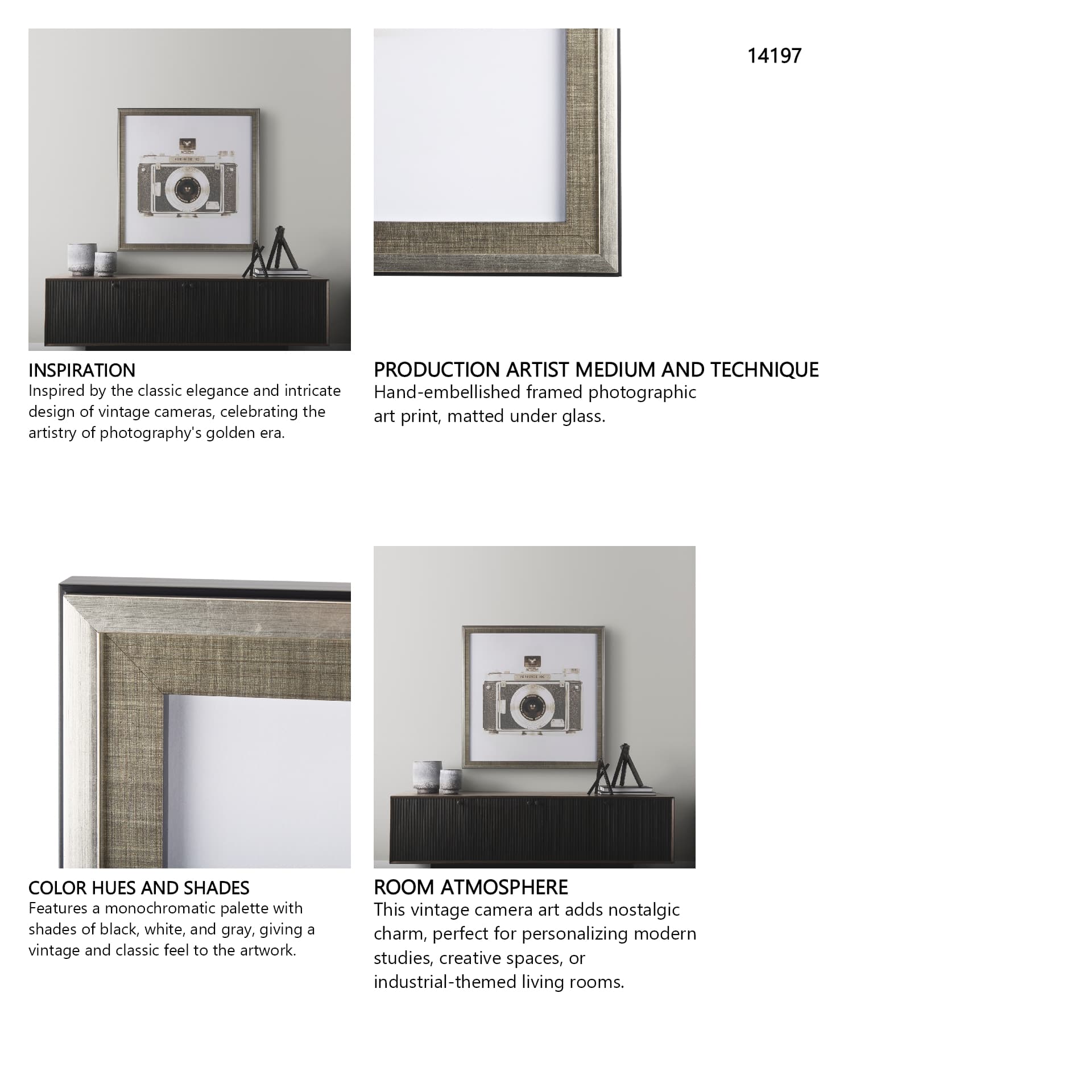 Retro Camera I by Mercana Studio a Hand Embellished Textured Framed Photo Art Print Matted under Gla — in a styled room