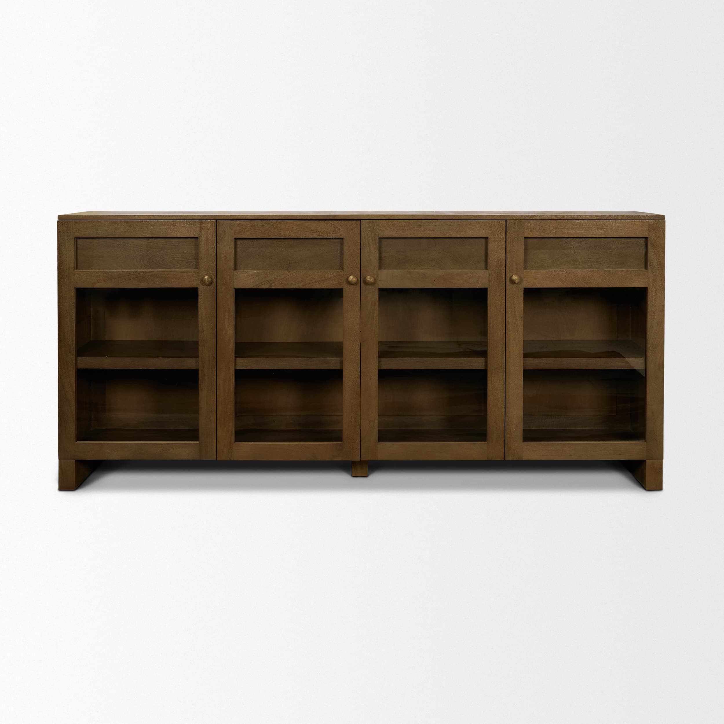 Suri Mid Brown Wood w/ Glass 4-Door Closed Sideboard — product photograph
