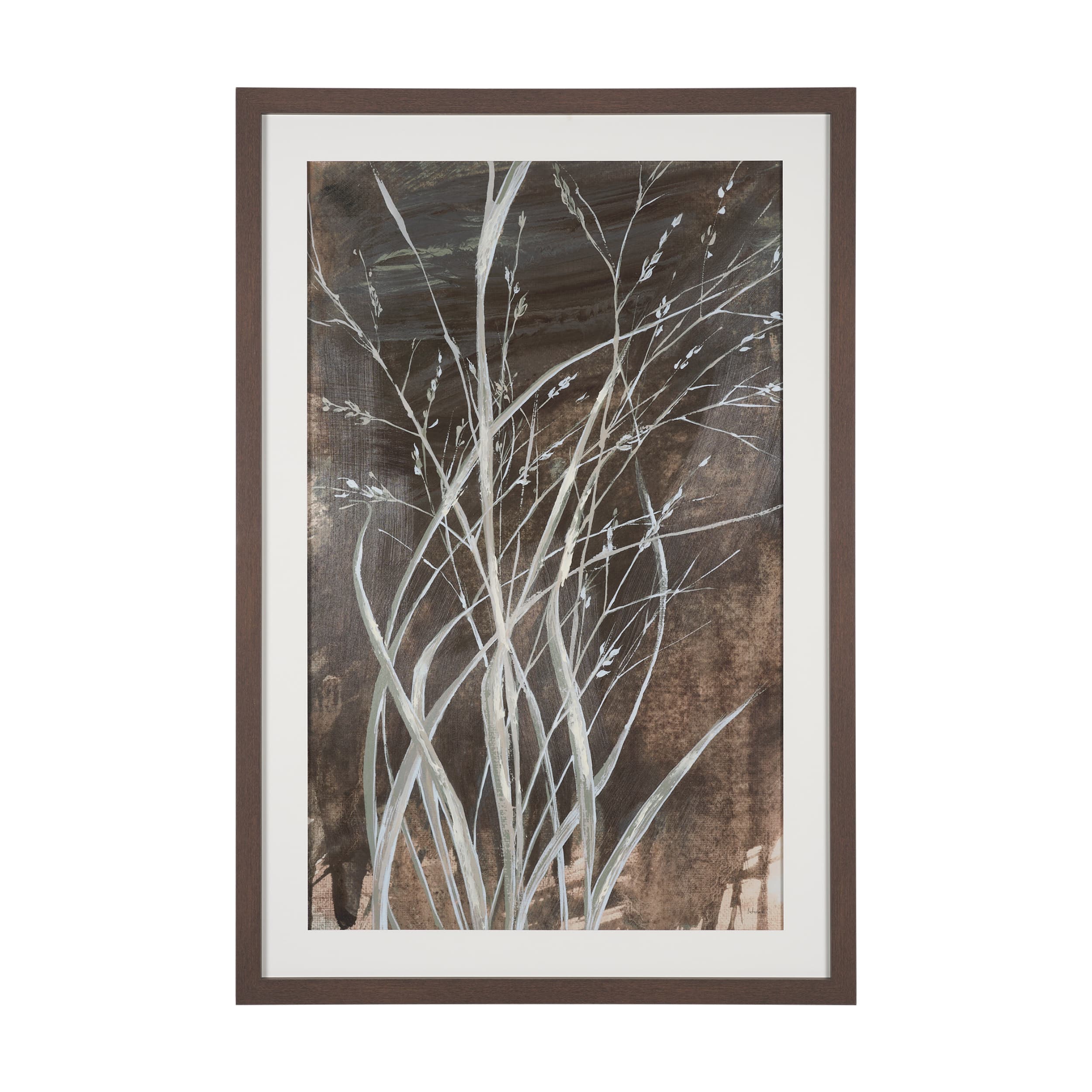 Ghost Grasses I by Mercana Studio Hand-Embellished Textured Framed Artwork Matted under Glass — product photograph
