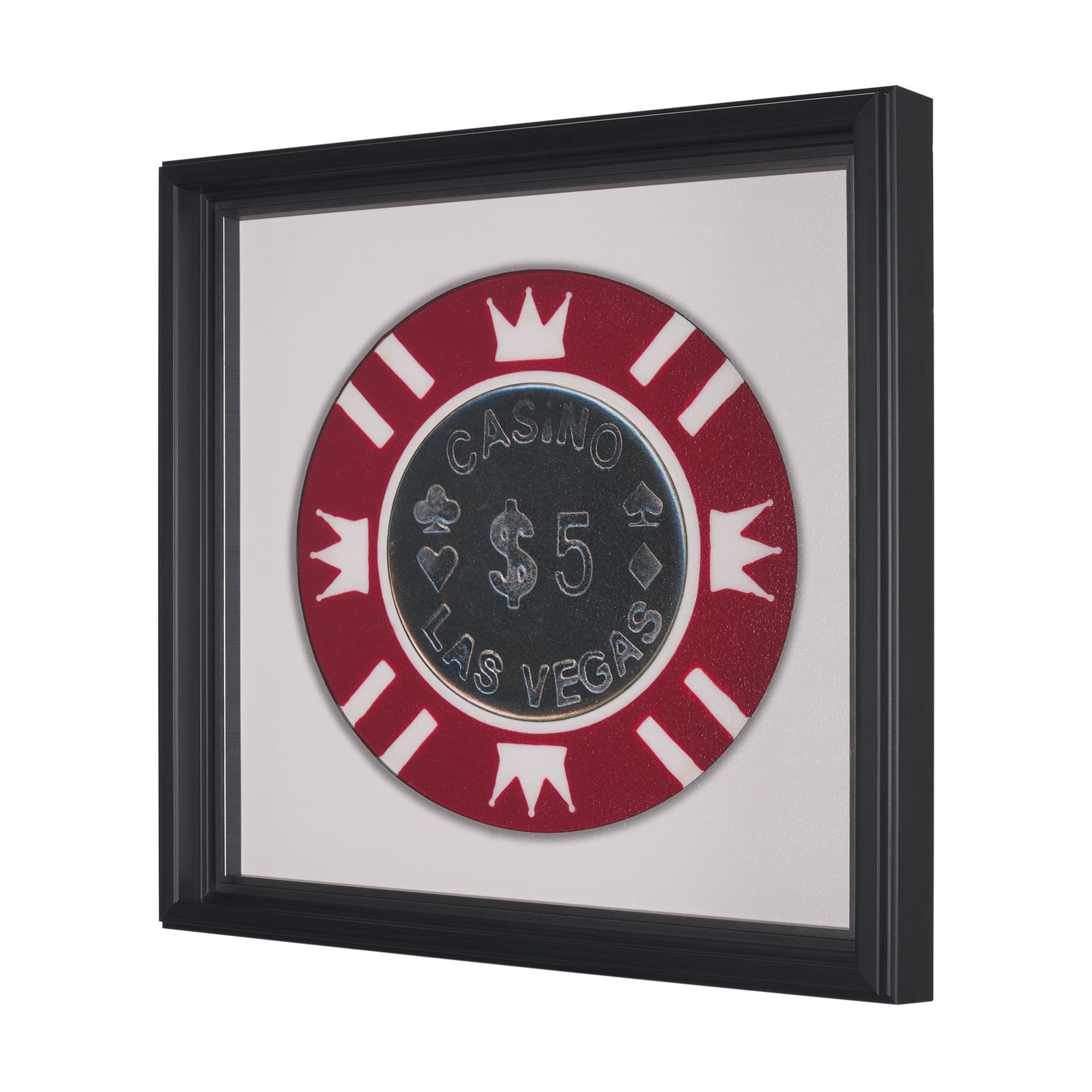 Casino 5 Dollar Vegas Poker Chip By Zap Studio Framed Art Photograph Print under Glass — product photograph