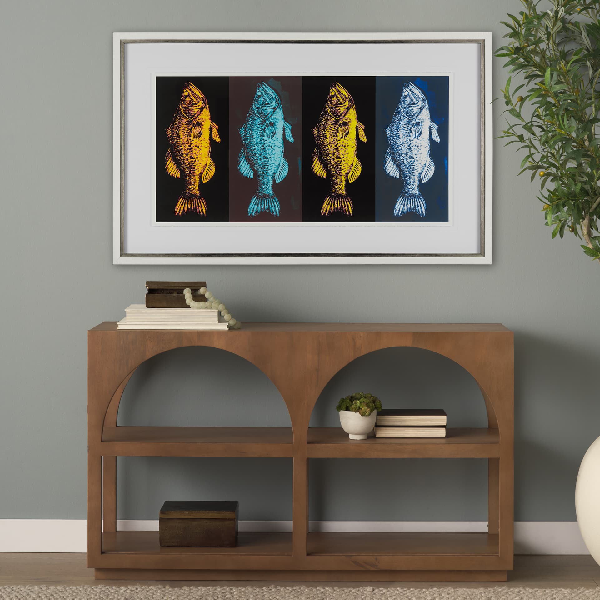 Largemouth Bass Print 4 in 1 by Simeng a Framed Art Print Matted under Glass — in a styled room