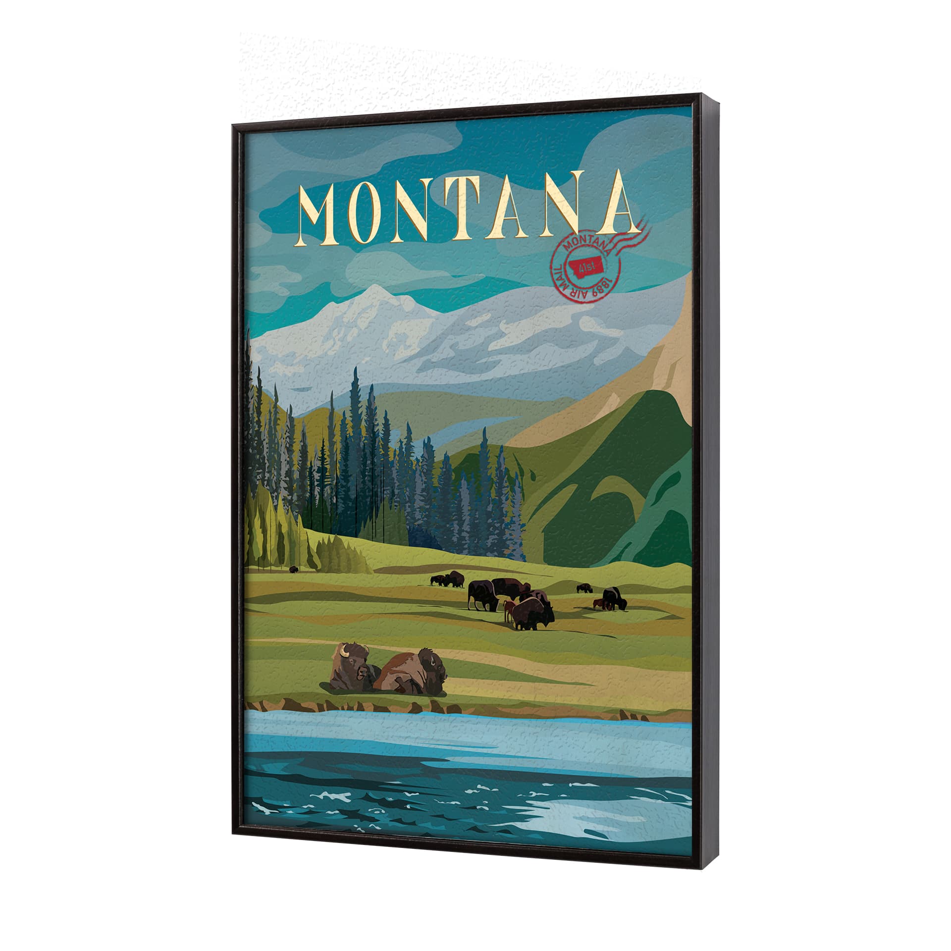 Montana Go USA (SM) by Mercana Studio a Hand Embellished Decograph Framed Art Print — product photograph