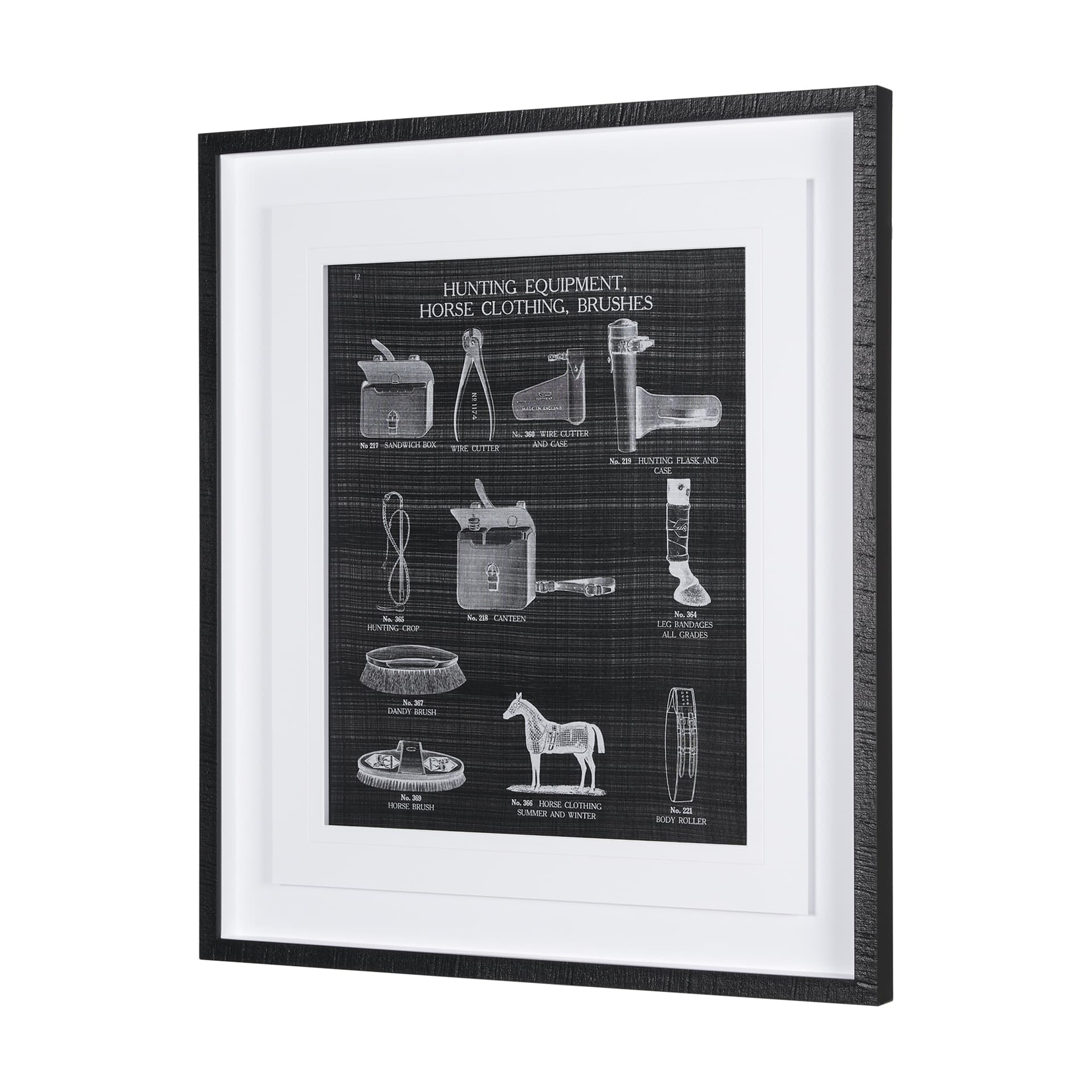 Equestrian Riding IV BW Horse by Mercana Studio Hand Embellished Framed Art Print Matted under Glass — product photograph