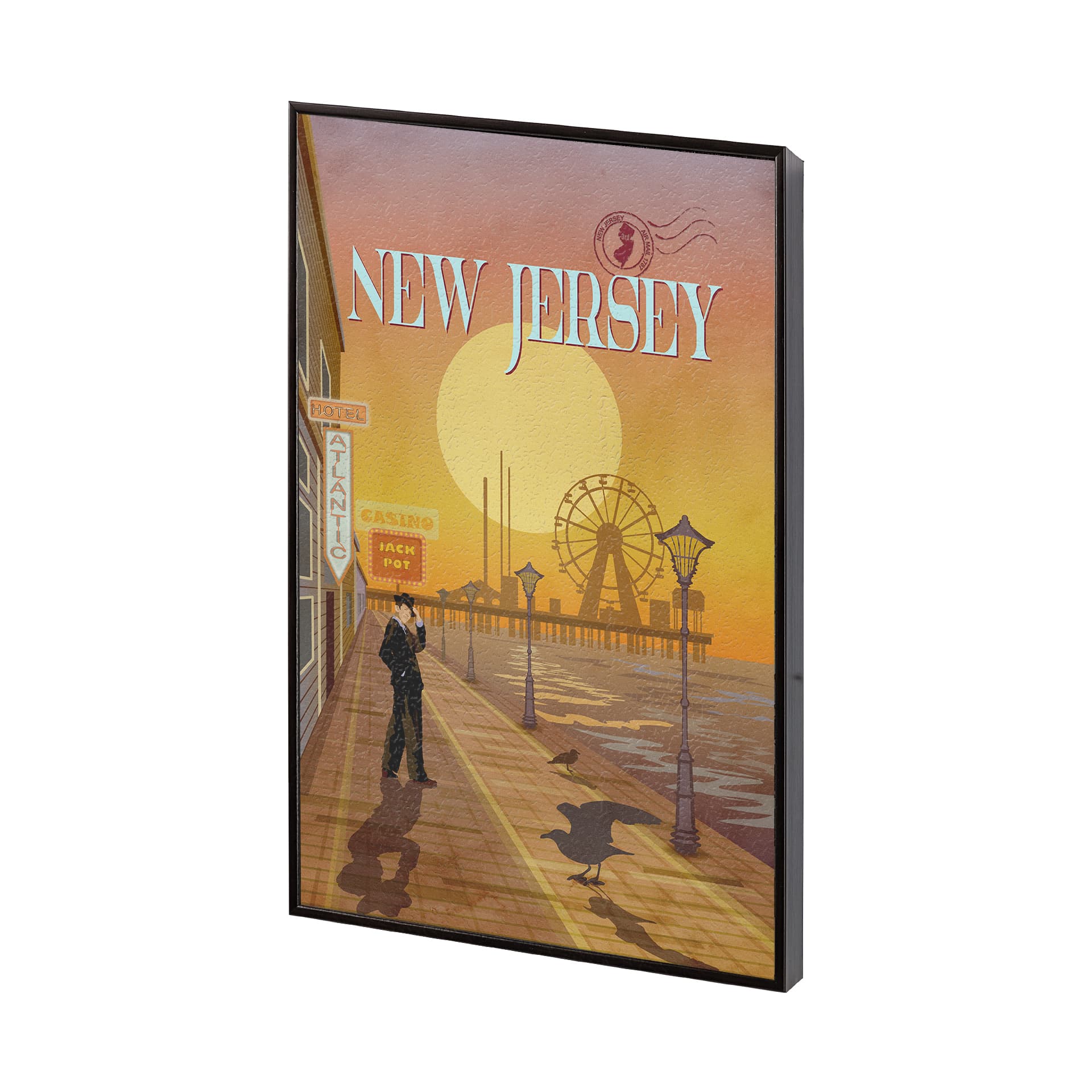 New Jersey Go USA (SM) by Mercana Studio a Hand Embellished Decograph Framed Art Print — product photograph