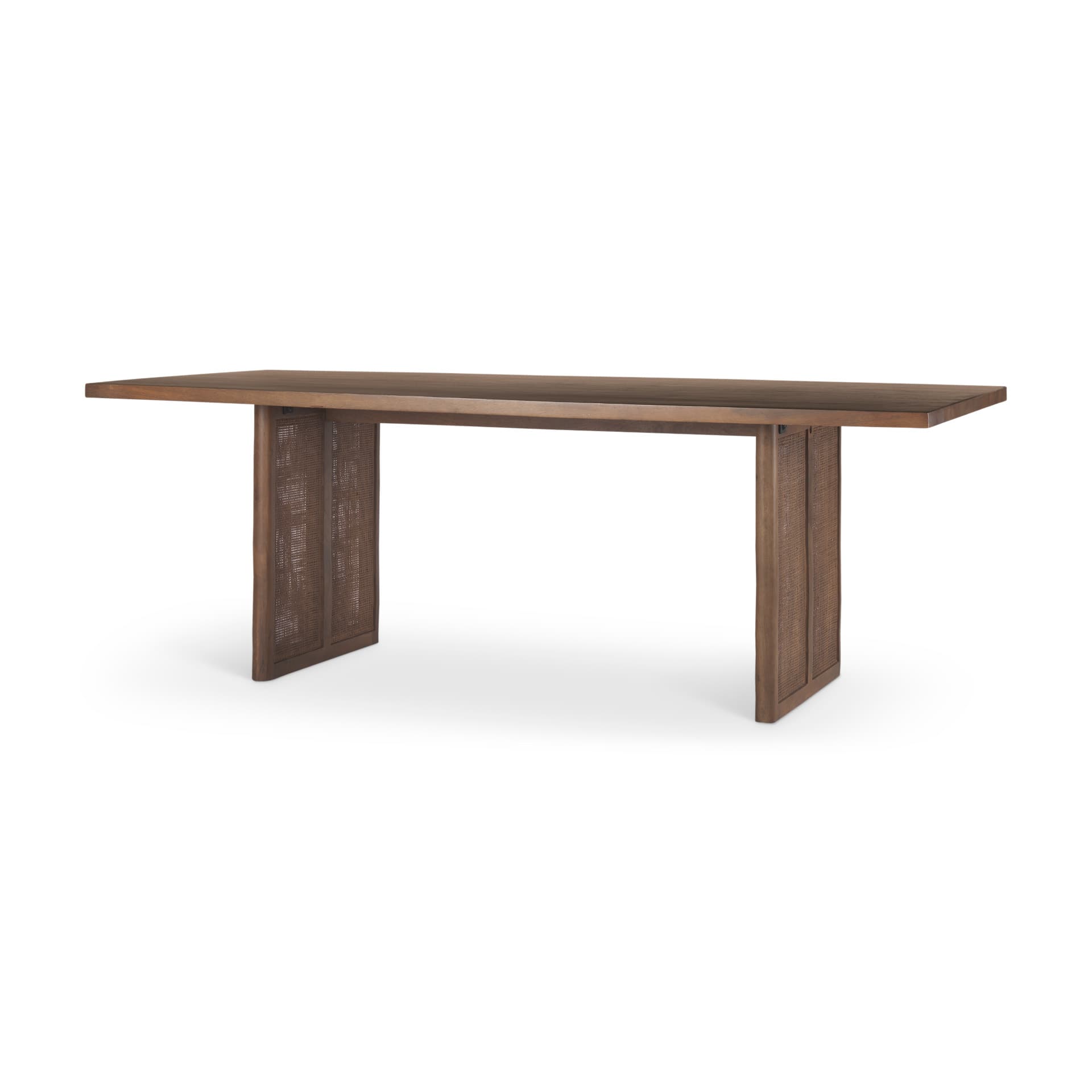 Grier 84"L x 38"W Dining Table | Med Brown Wood & Med Brown Wood Cane | Seats 8 — product photograph