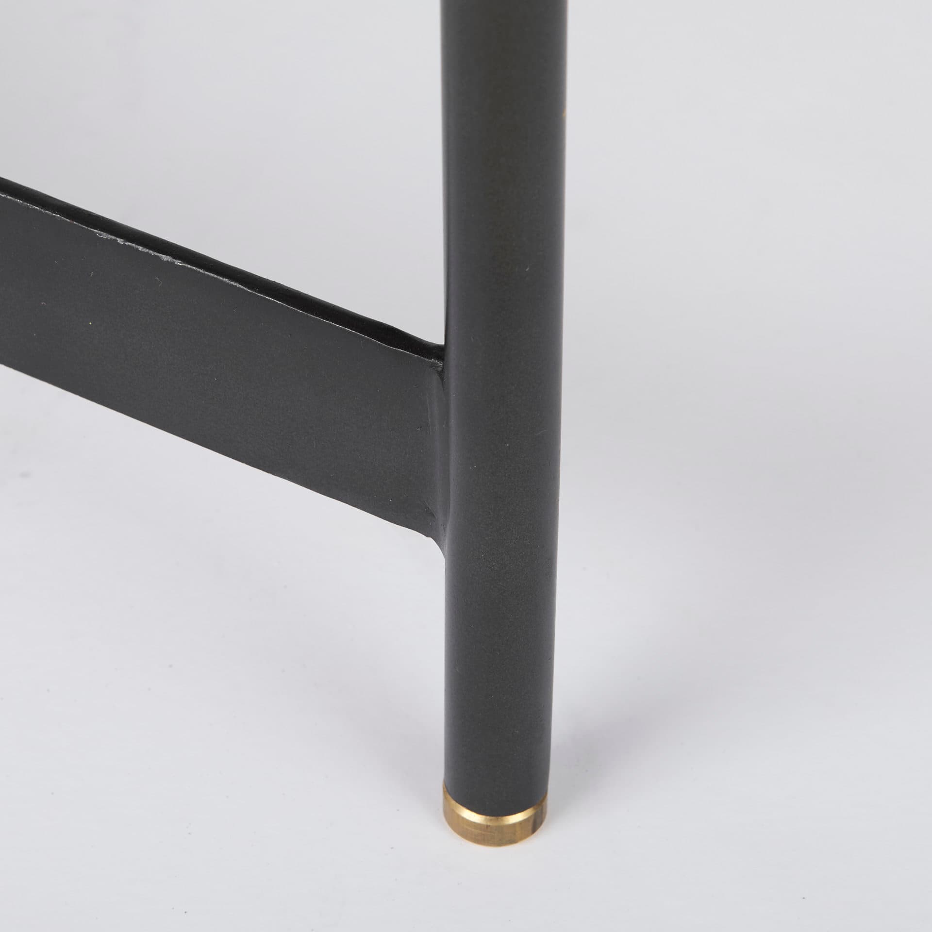 Marquisa (Set of 2) 22.5L x 22.5W x 20.8H Light Brown Wood W/ Black Metal Base Nesting Side Tables — product photograph