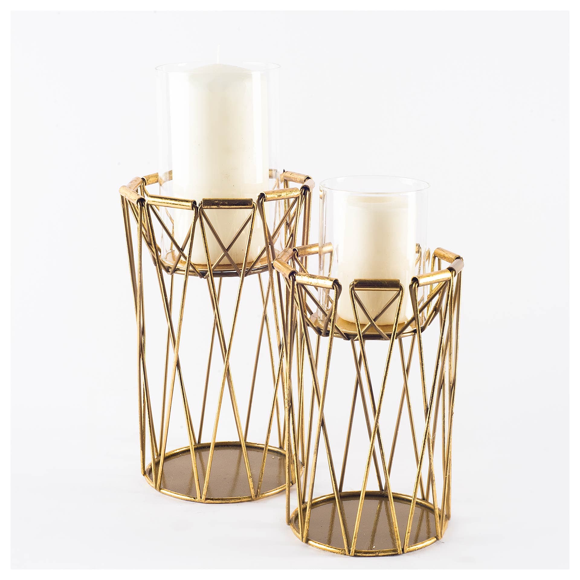 Othello I Tall Antiqued Brass Metal Table Candle Holder — product photograph