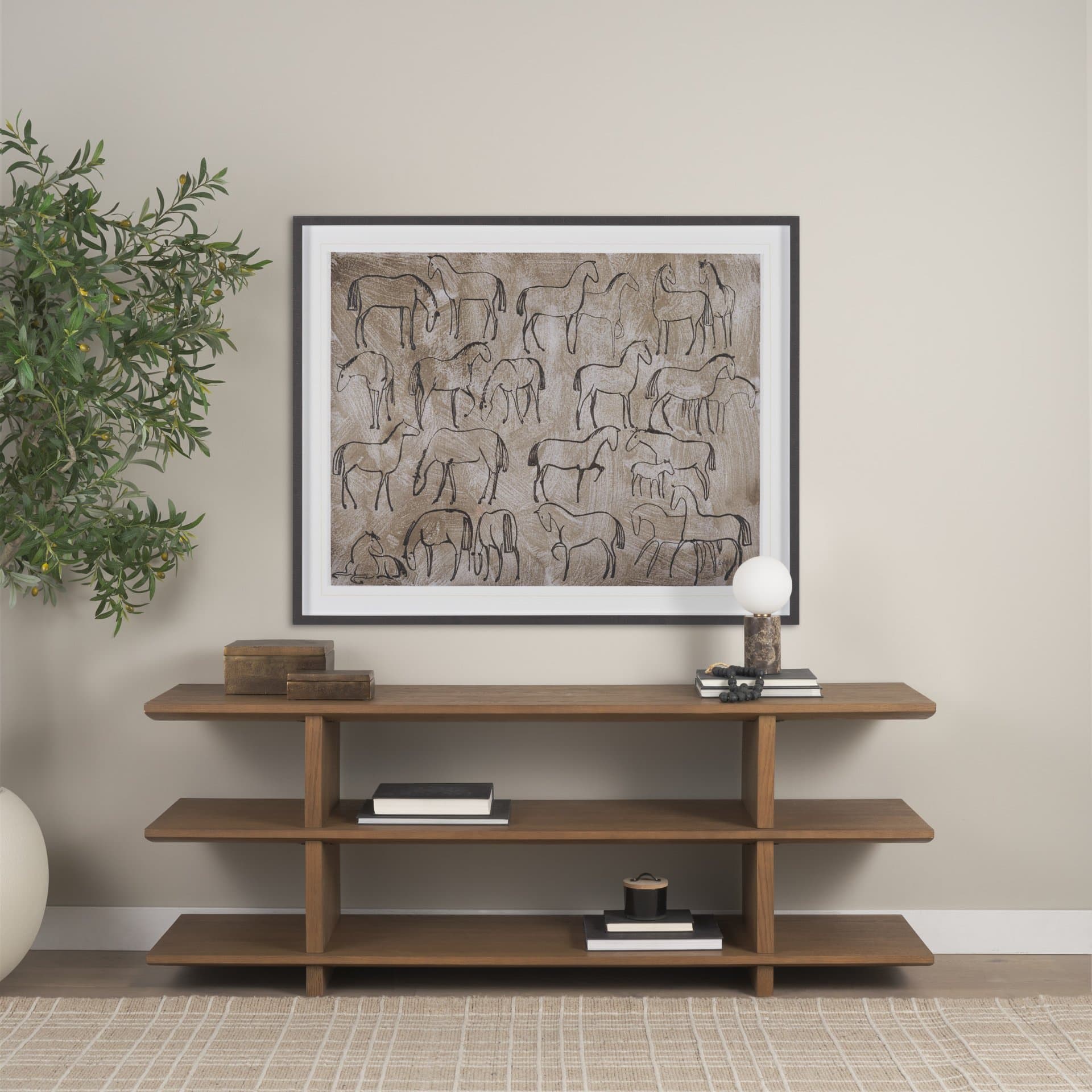 Caldo Brown Marble Base w/ Frosted Glass Globe Table Lamp — product photograph