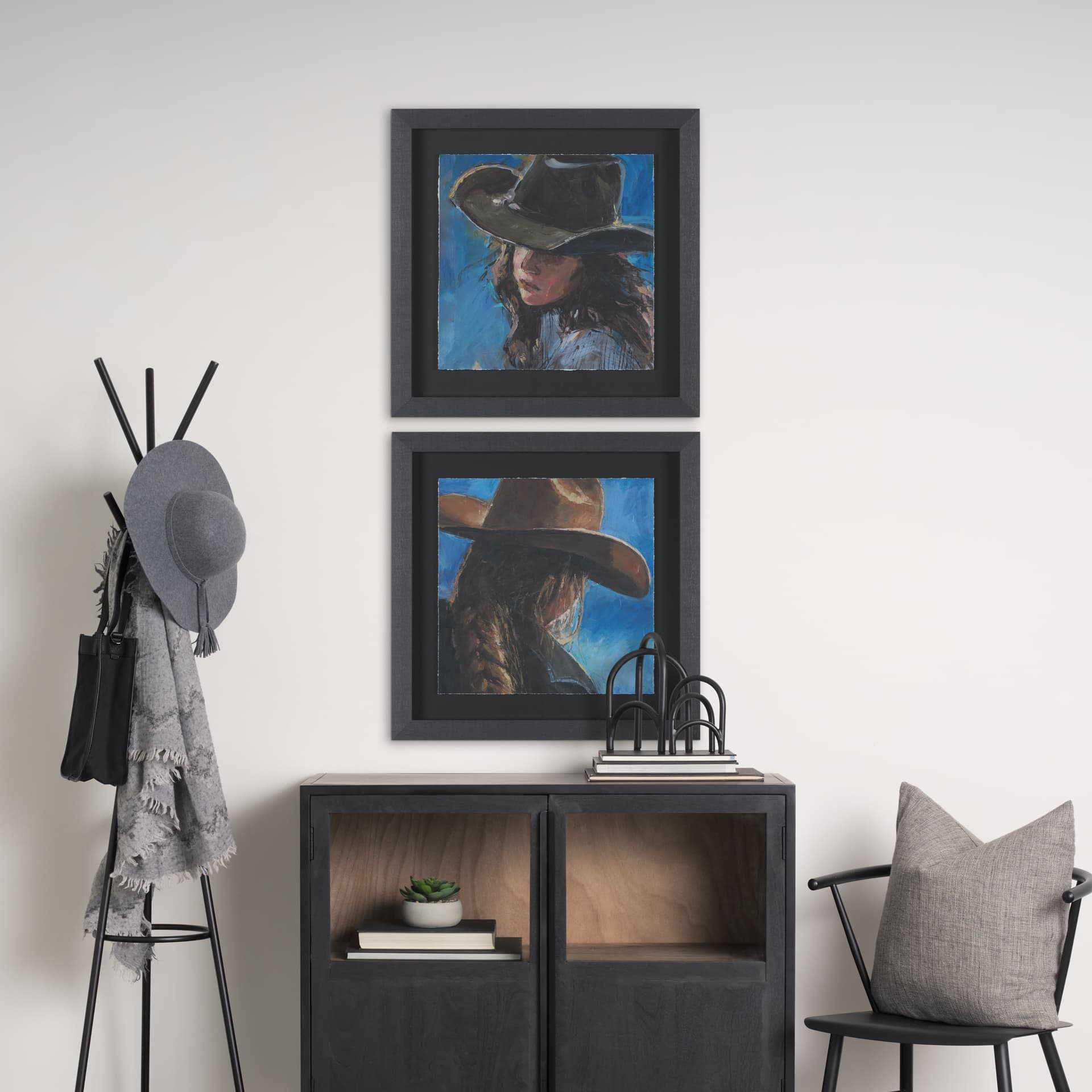 Round Up III by Mercana Studio Textured Framed Artwork Matted under Glass — in a styled room