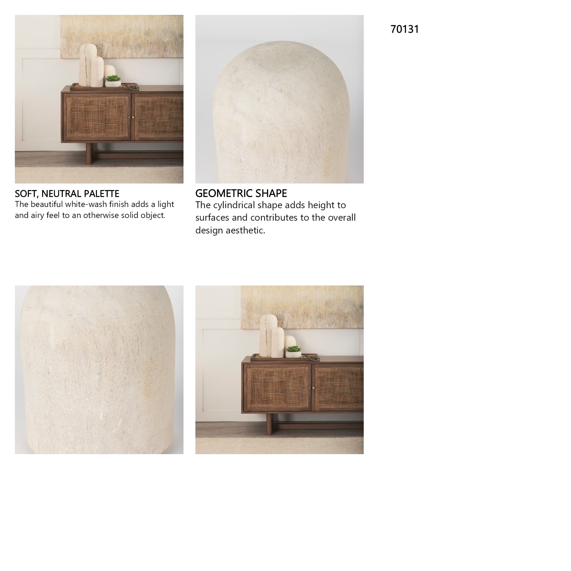 Knox Short White-Wash Wood Decorative Object — in a styled room