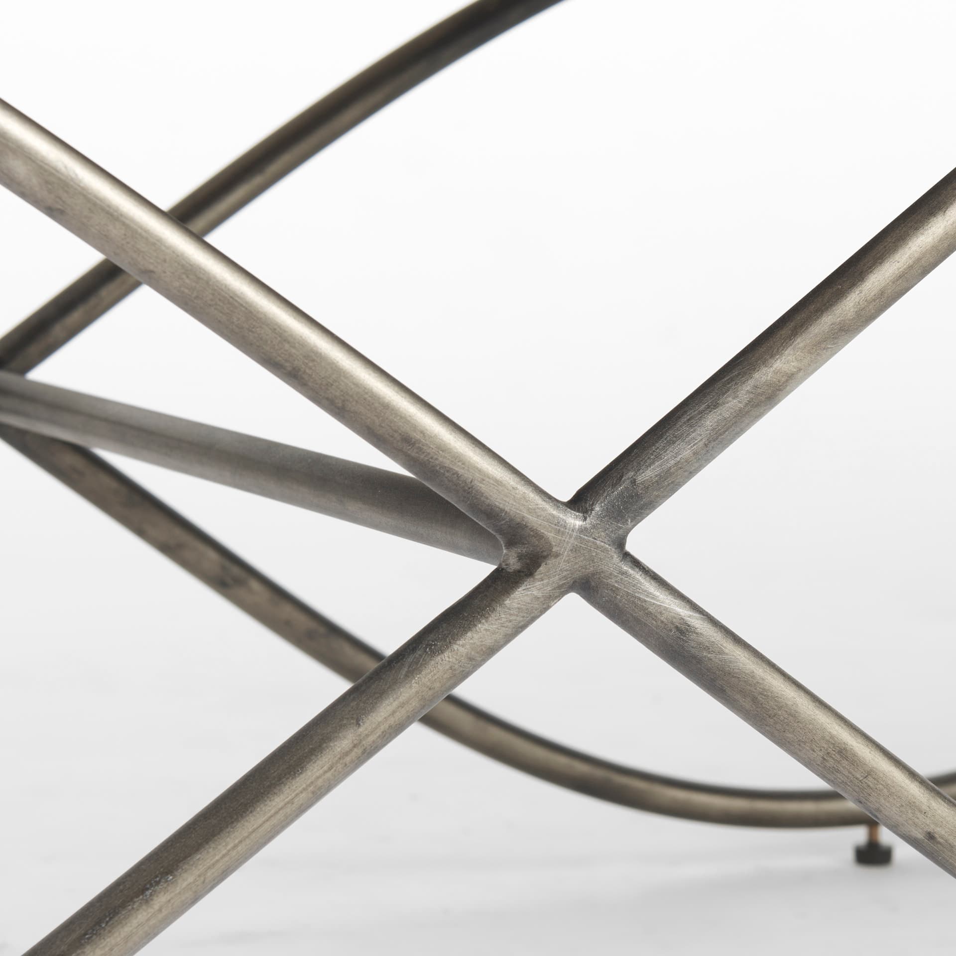 Ayla 55L x 17.6W x 18H Cream Fabric Seat W/ Antique Nickel Frame Bench — product photograph