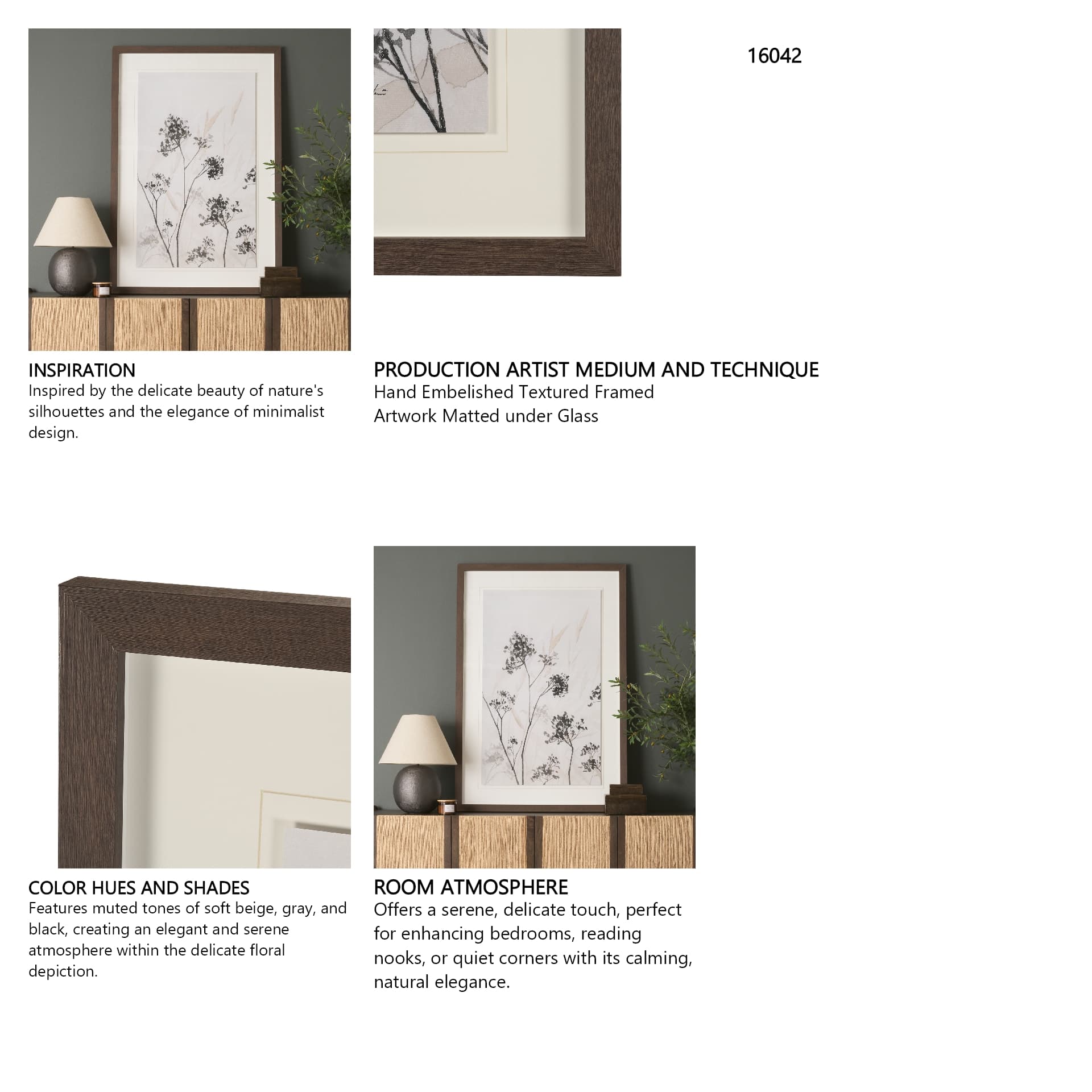 Meadow L by Mercana Studio Hand Embelished Textured Framed Artwork Matted under Glass — in a styled room