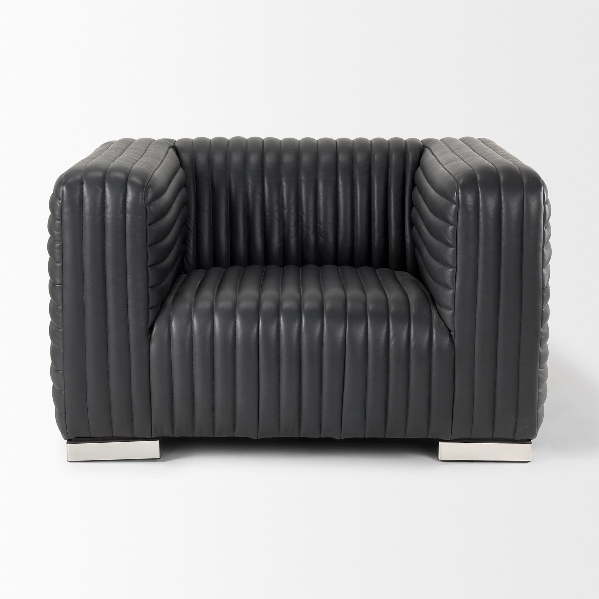 Ricciardo Black Leather Upholstered Arm Chair — product photograph