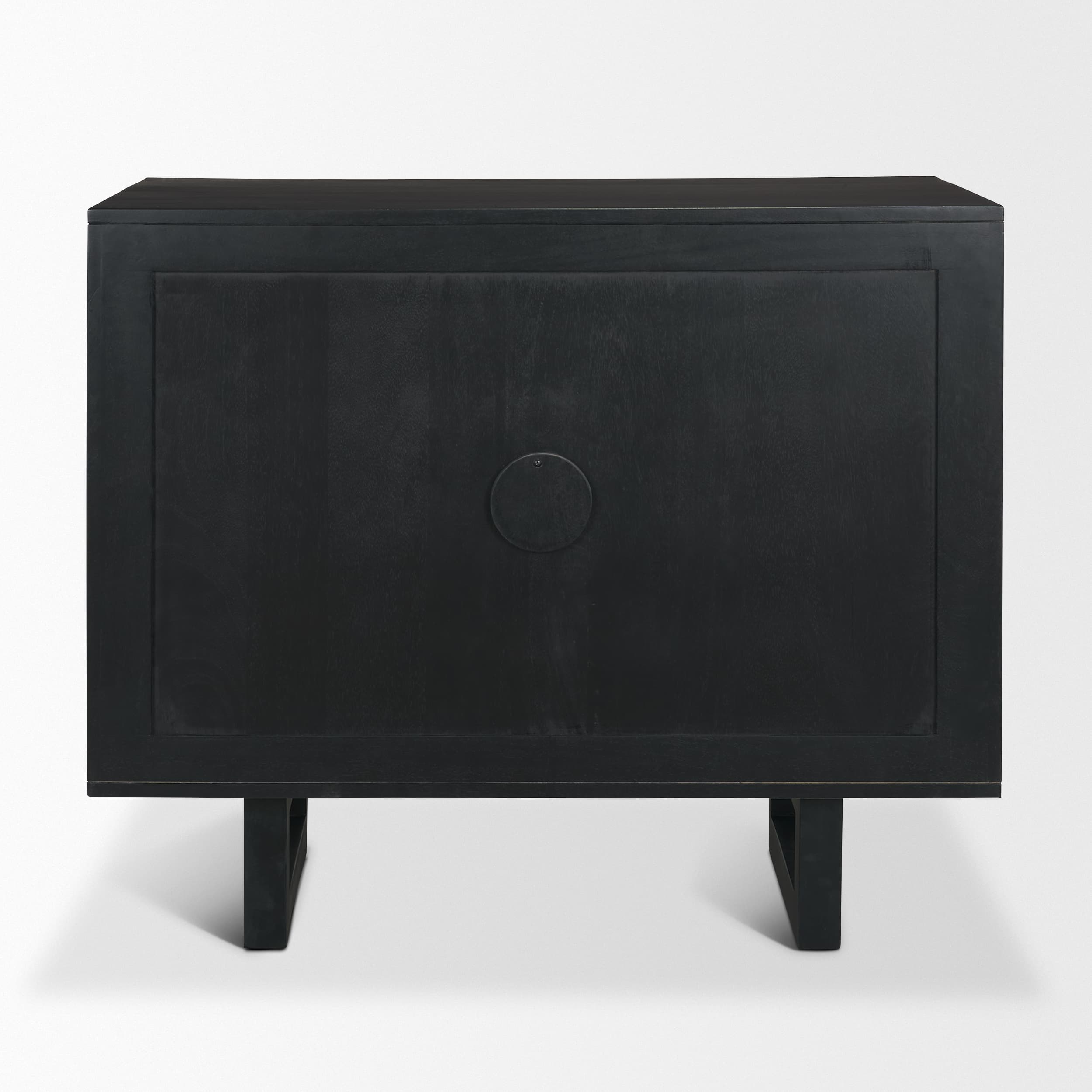 Grier Matte Black Stained Wood w/ Black Cane Accent Cabinet — product photograph
