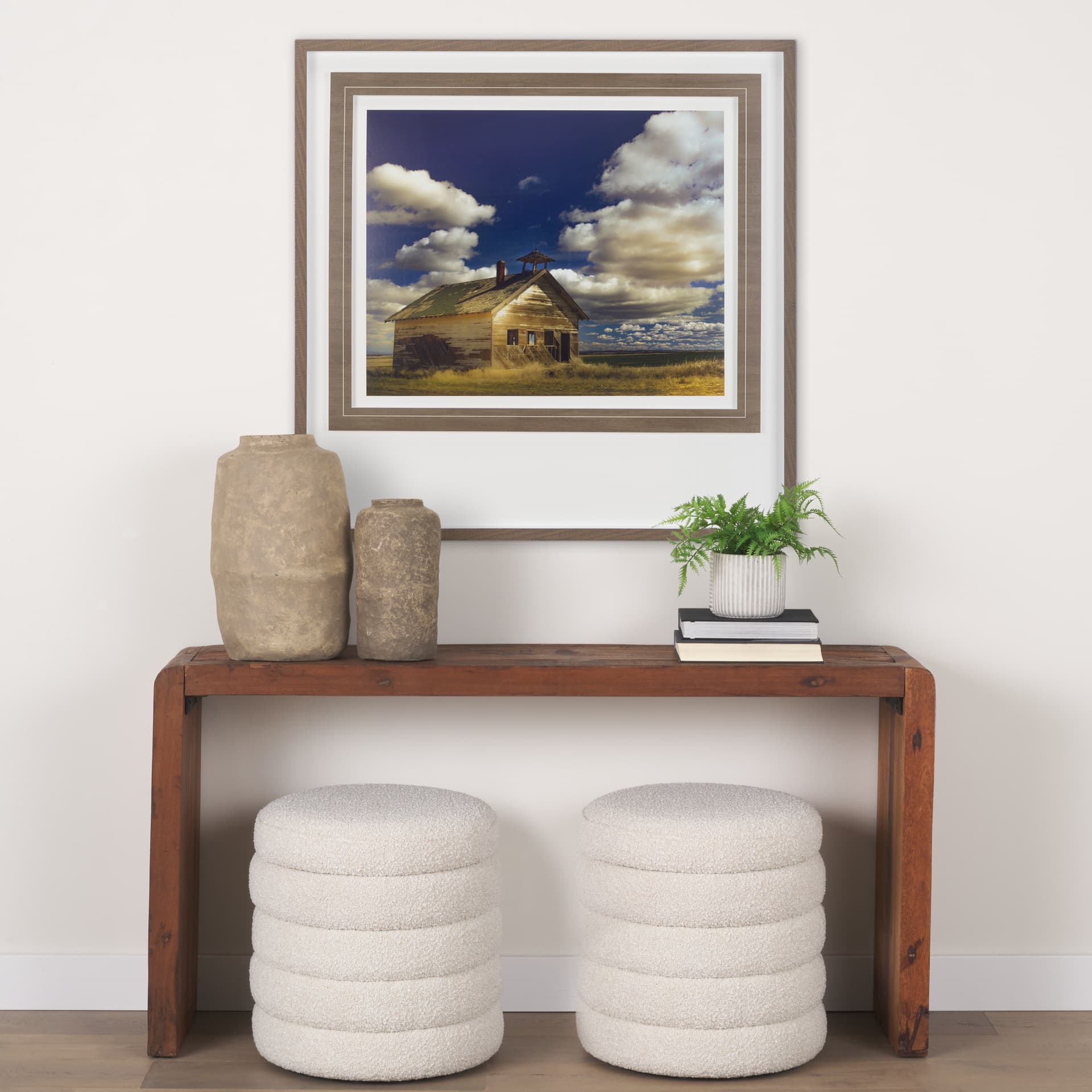 Oregon Farm by Chad Mackay a Framed Art Print Matted under Glass — in a styled room