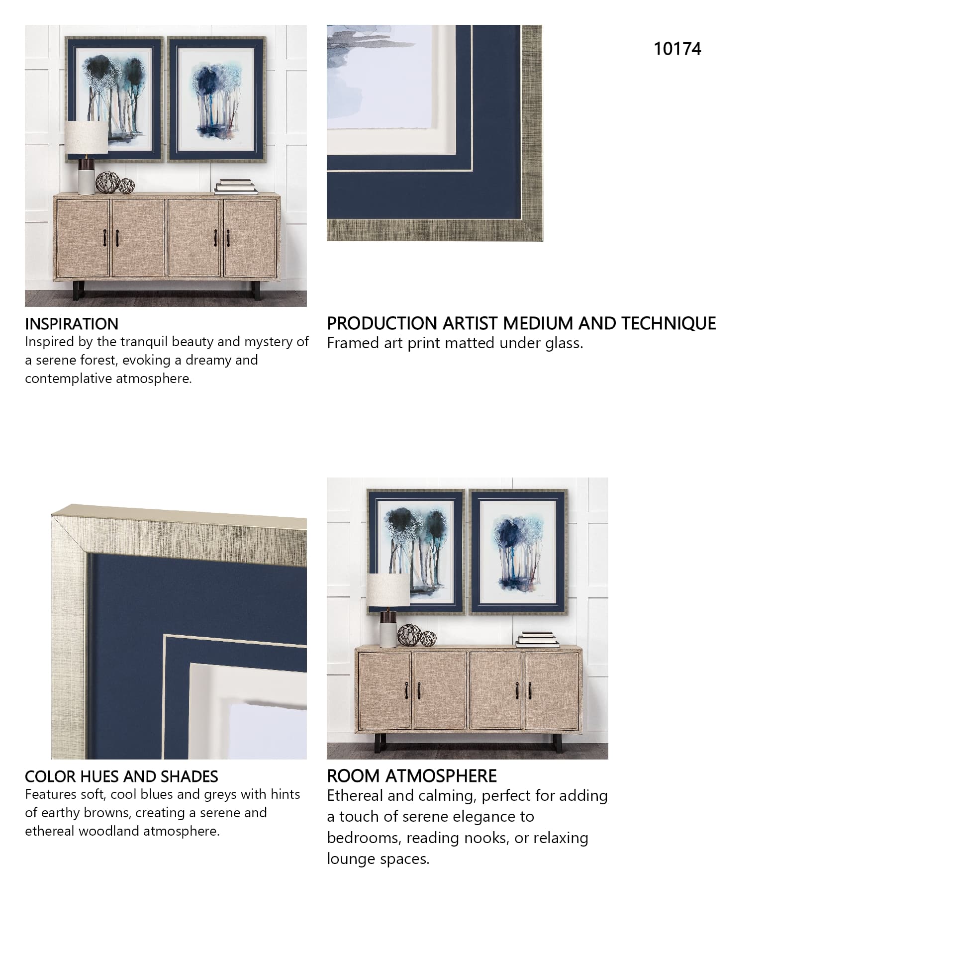 Custom Tranquil Coppice II (MC) by Grace Popp a Framed Art Print Matted under Glass — in a styled room