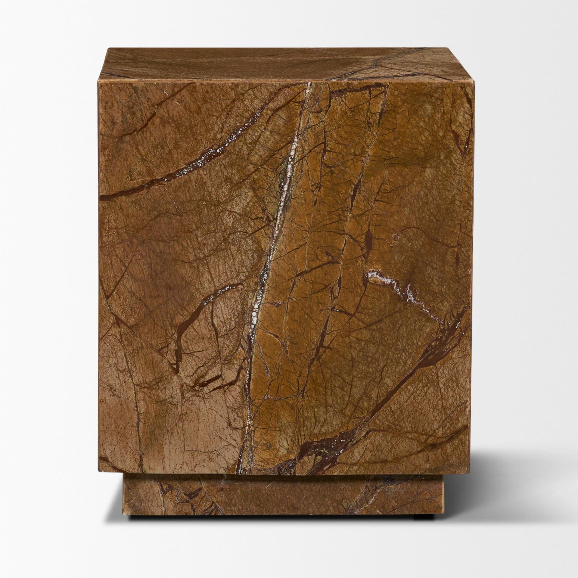 Matteo Solid Rainforest Rust Marble Square Side Table — product photograph