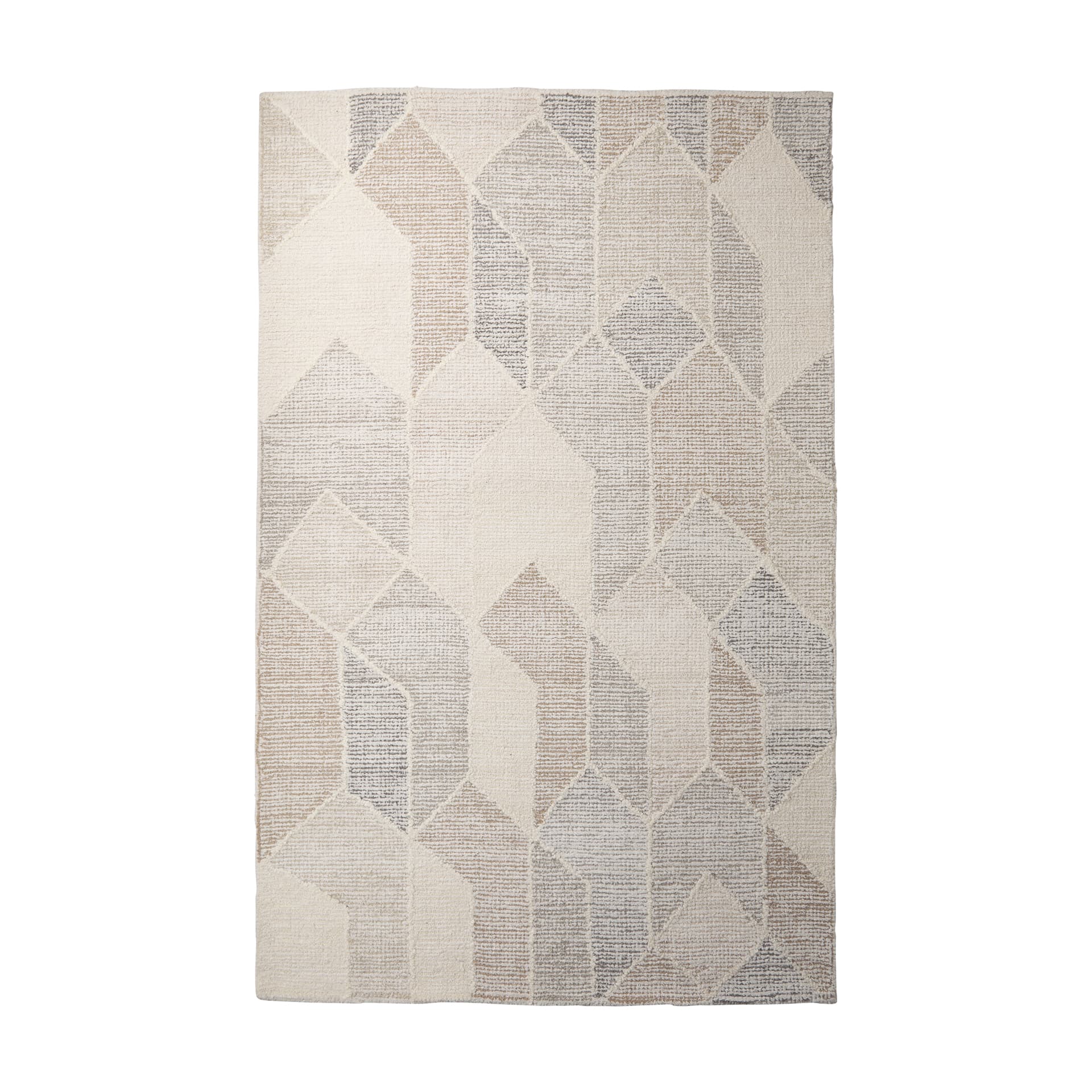 Kolt 9x12 Neutral Geometric Patterned Wool Area Rug — product photograph