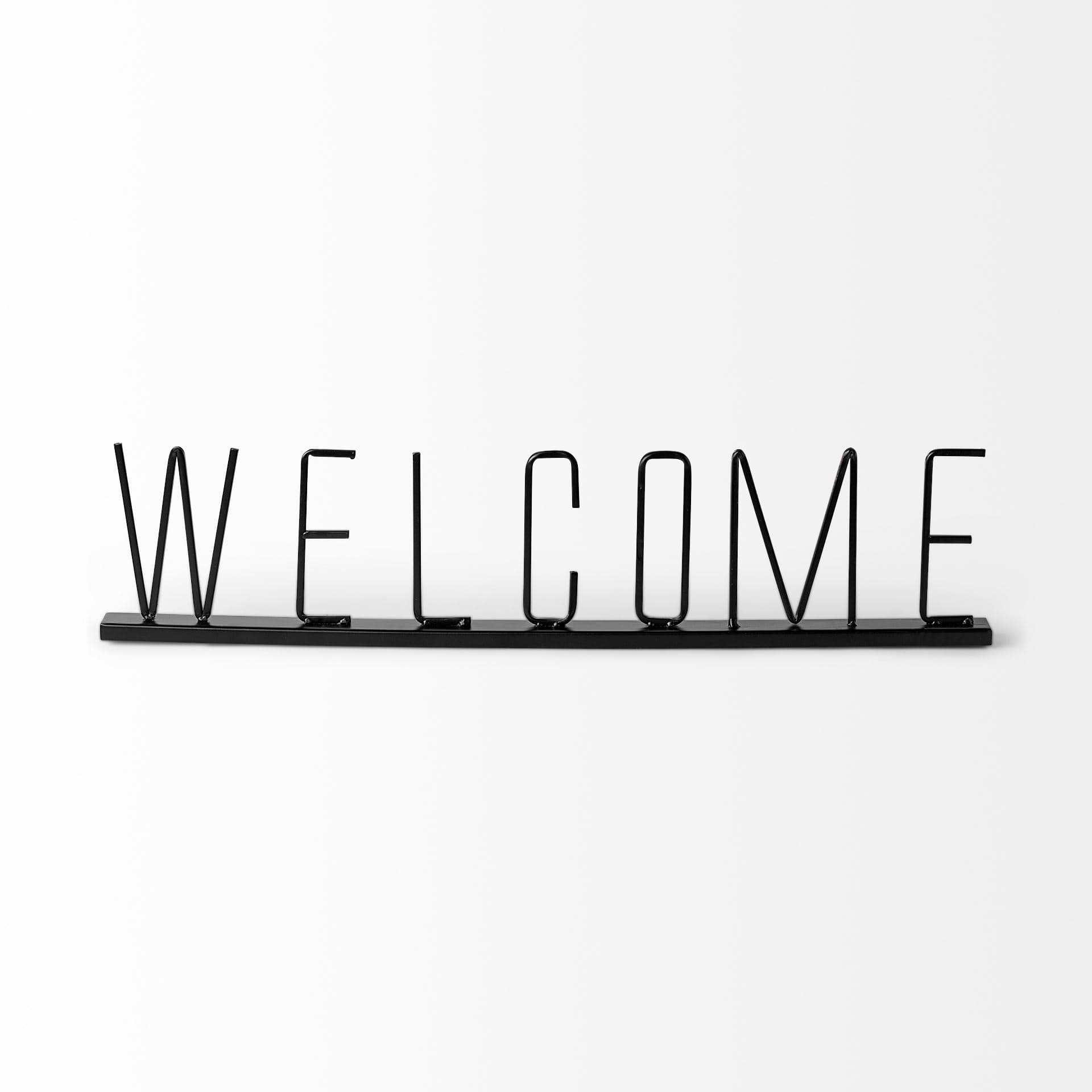 Welcome 24L x 1W Black Metal Sign — product photograph