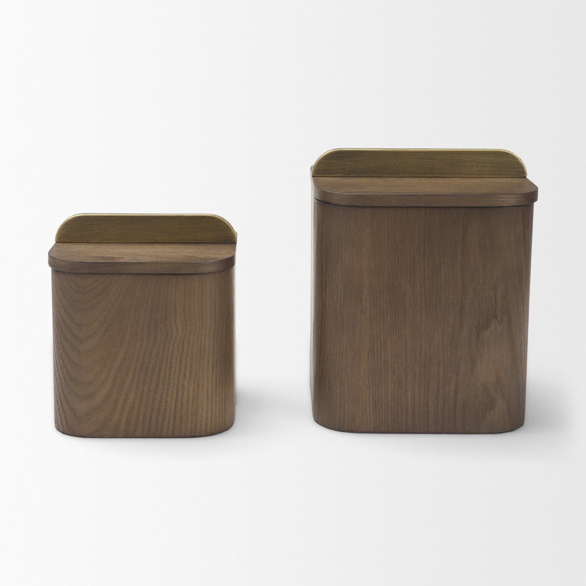 Benton Brown Wood w/ Brass Handle Decorative Box Set — product photograph