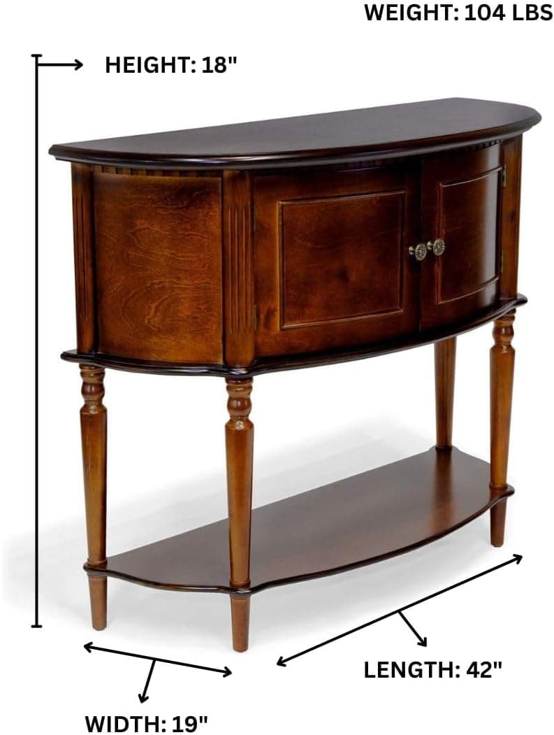 Entryway Console Table with 2 Doors Cabinet Storage Cherry Finish — product photograph