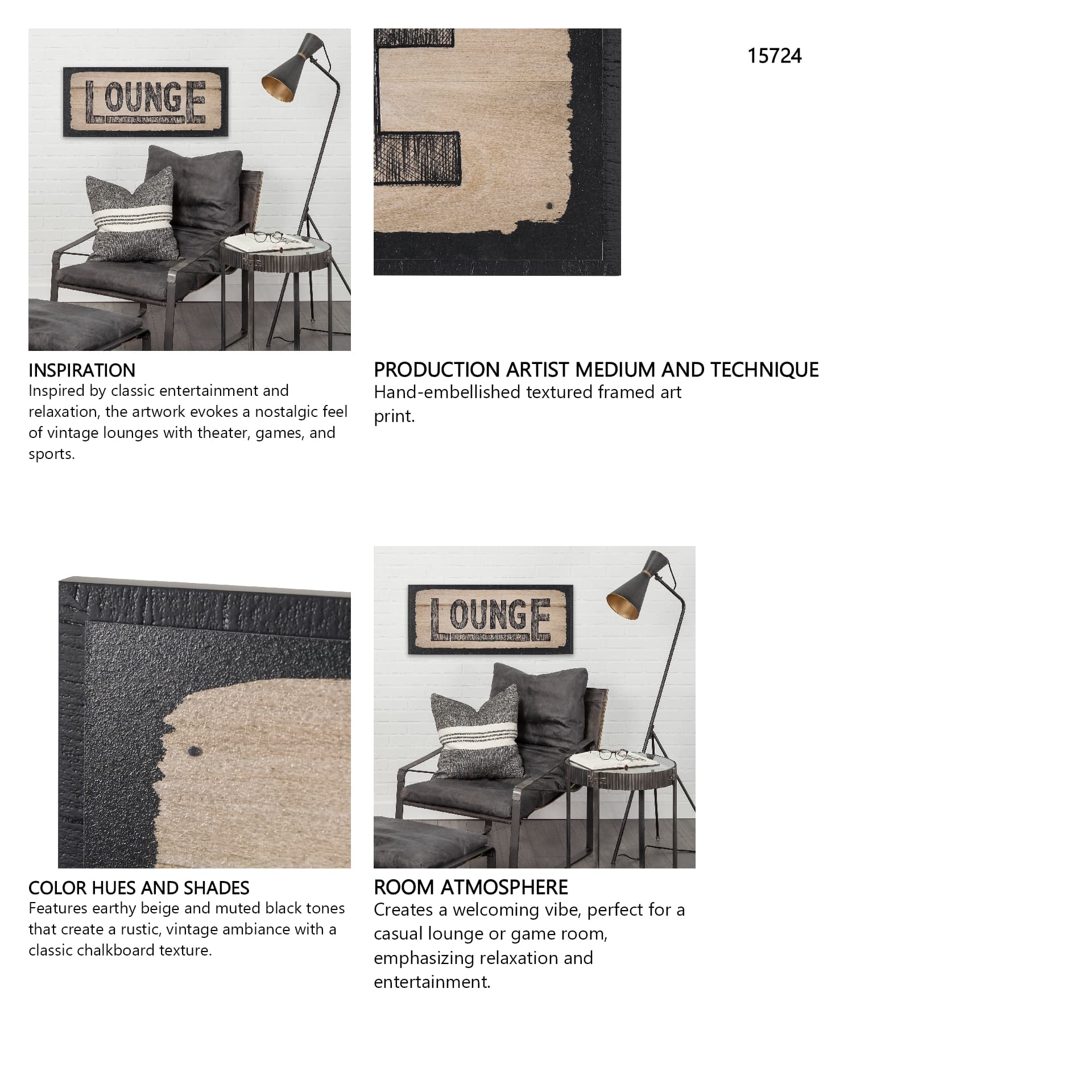 Lounge SM by Mercana Studio a Hand Embellished Framed Art Print — in a styled room