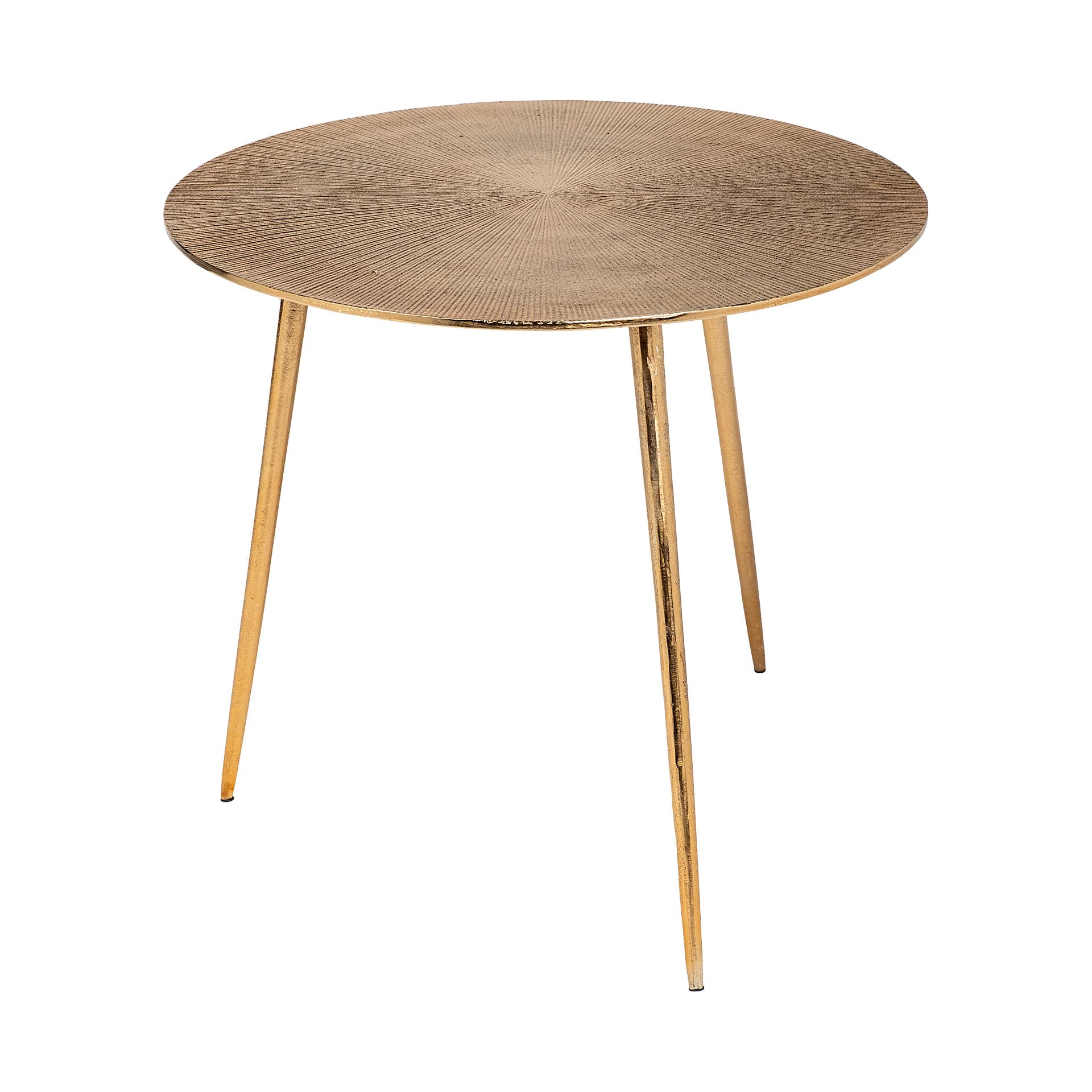 Reva I (Large) 24L x 24W Gold Round Top Cast Aluminum Accent Table — product photograph