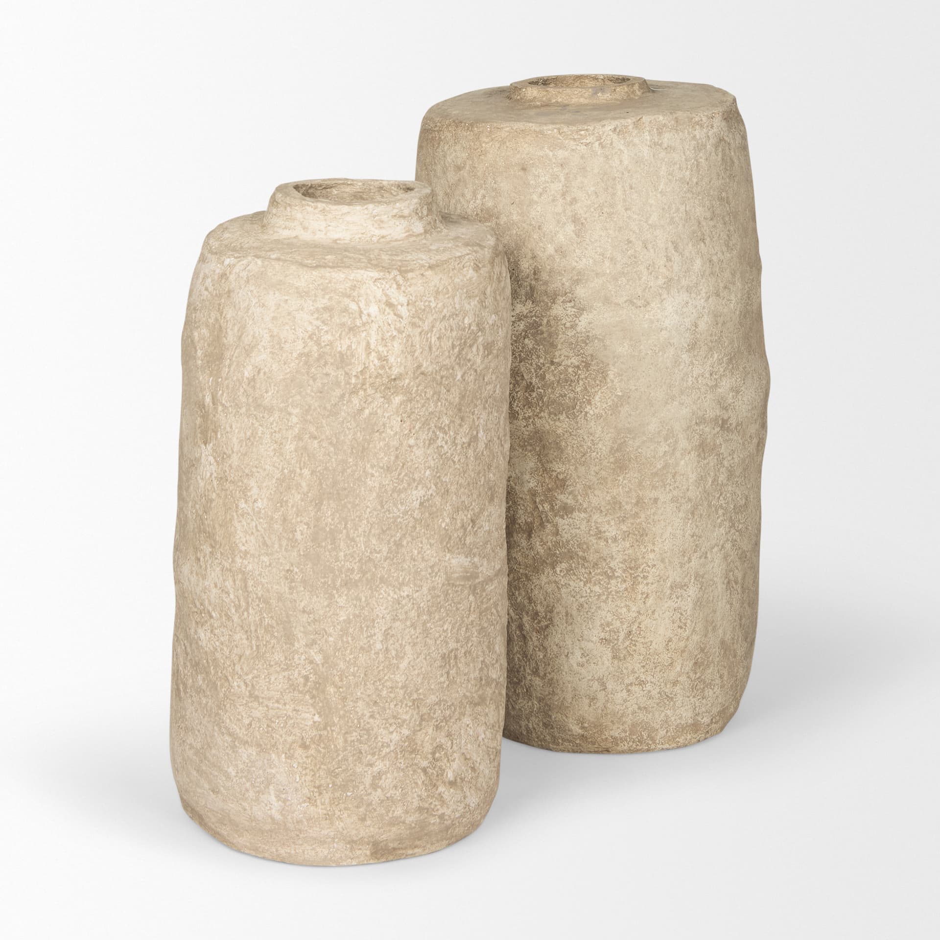 Rama Large Beige Paper Mache Floor Vase — product photograph