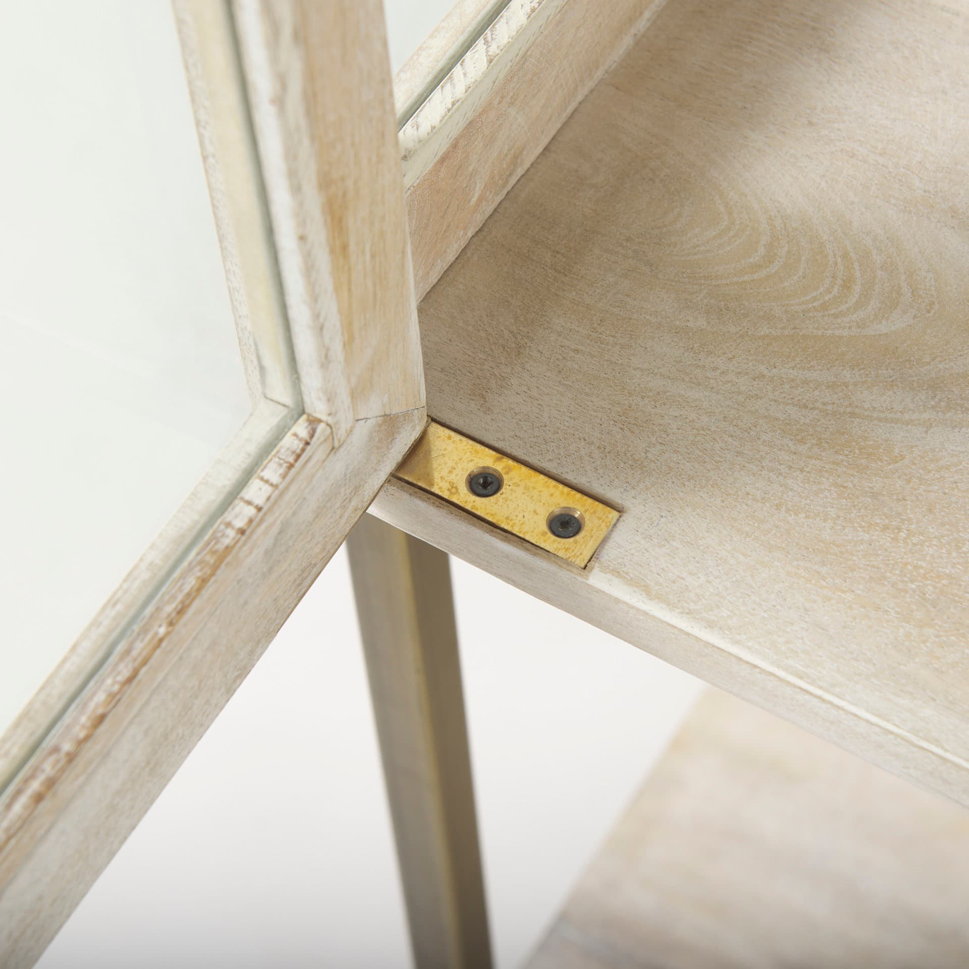Arelius 36L x 18.75W x 63H White Wood W/ Gold Metal Base Display Cabinet — product photograph