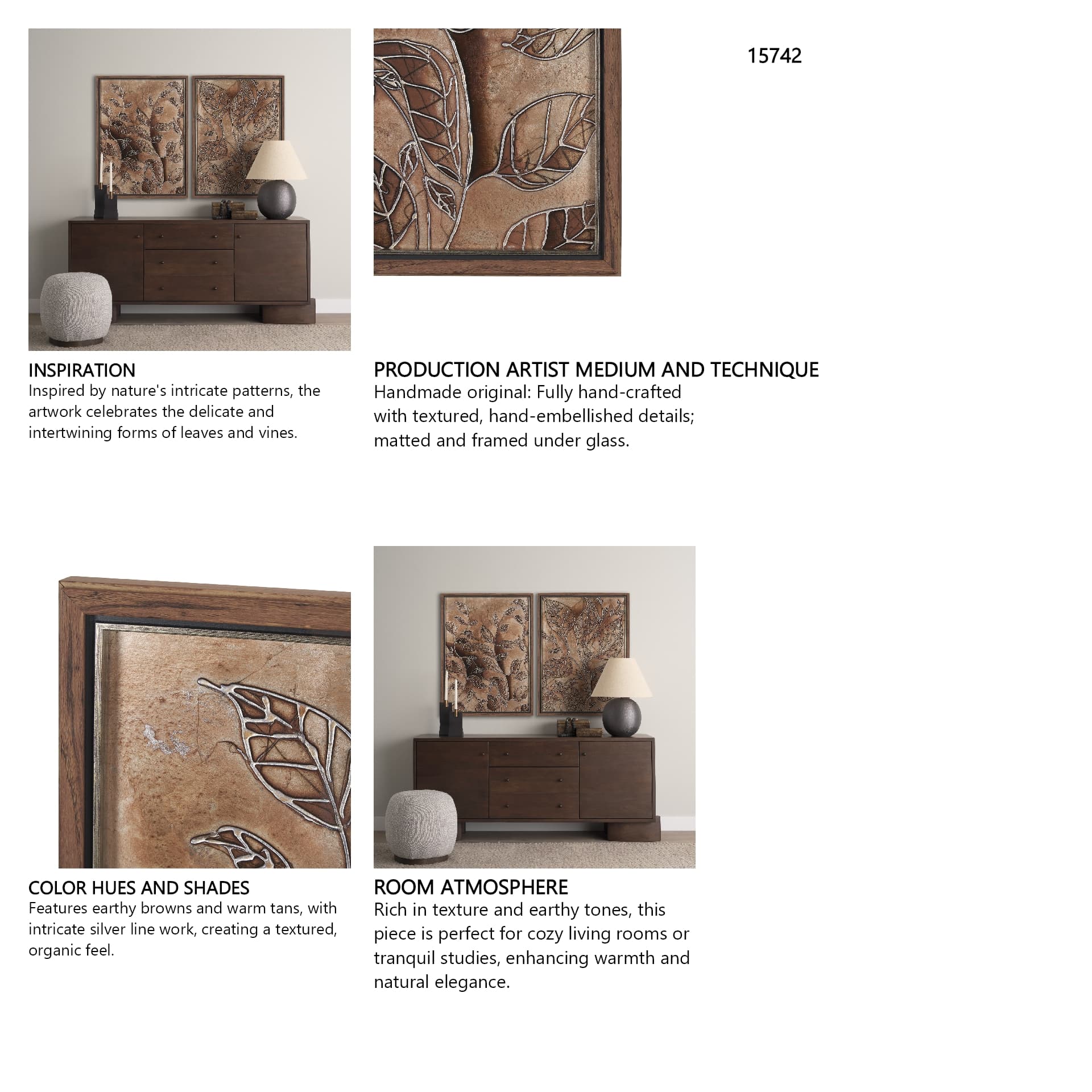 Bronze Beauty II by Studio M a handmade Original Framed 3D Textured Artwork — in a styled room