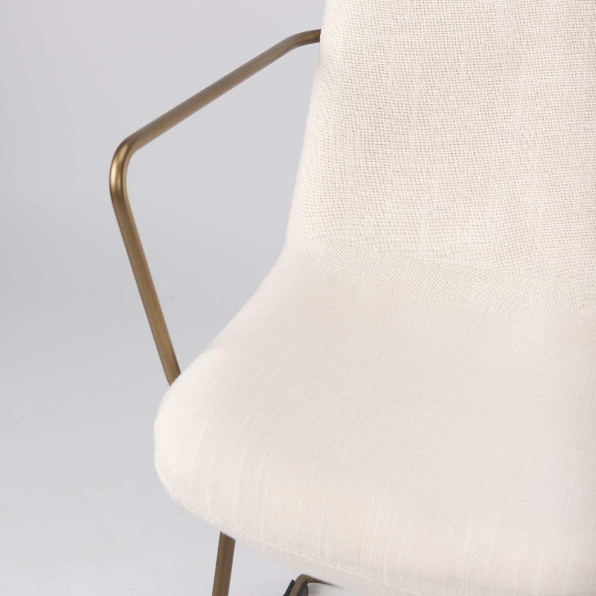 Sawyer Solid Back Dining Side Chair | Cream Fabric w/ Gold Metal — product photograph