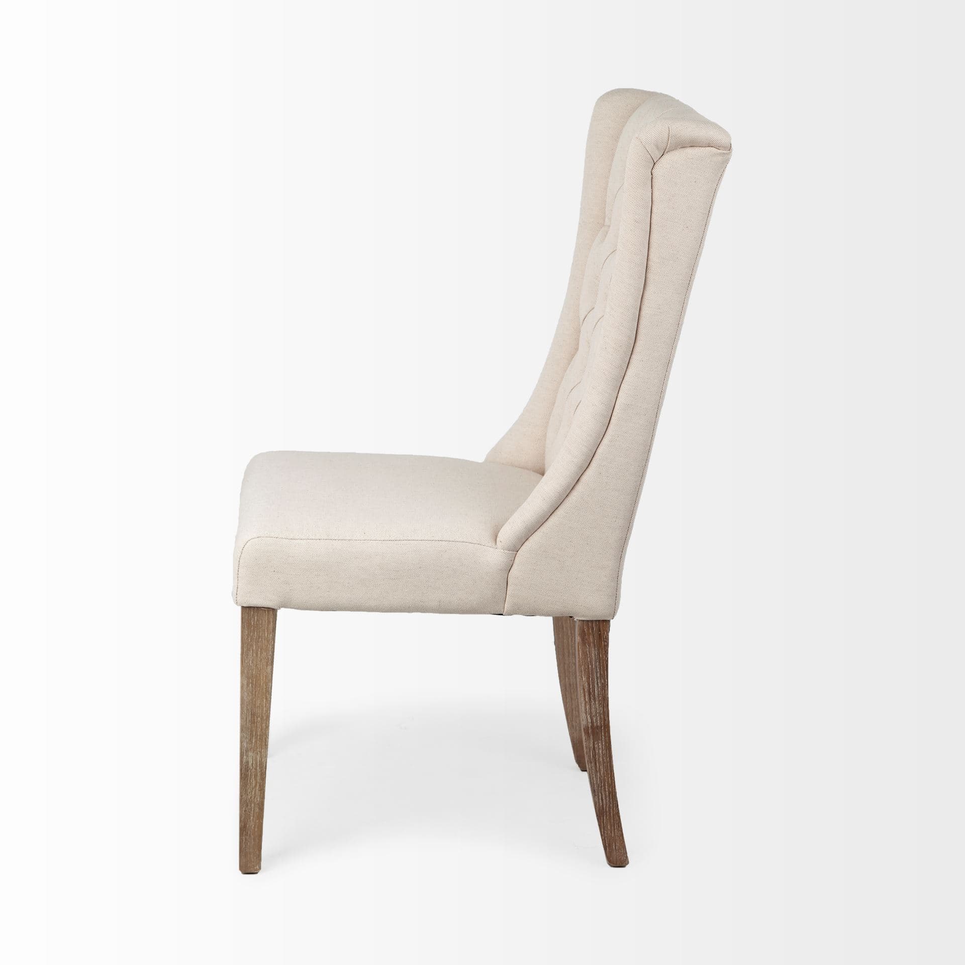 Mackenzie High-Back Dining Side Chair | Cream Plush Linen w/ Ash Wood — product photograph