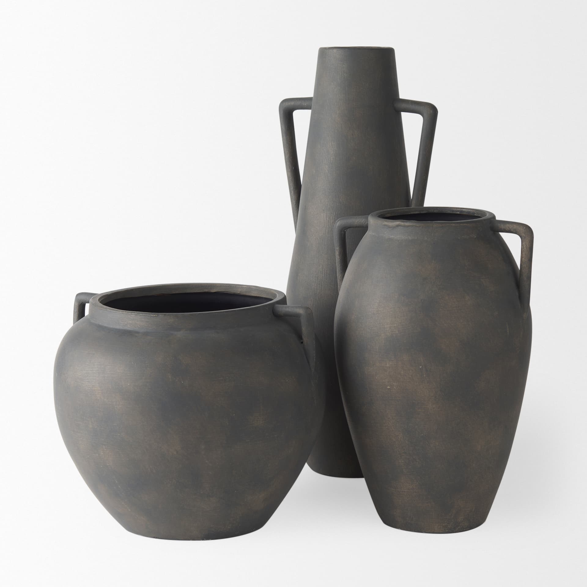 Kilian Tall Matte Brown-Gray Double Ear Vase — product photograph