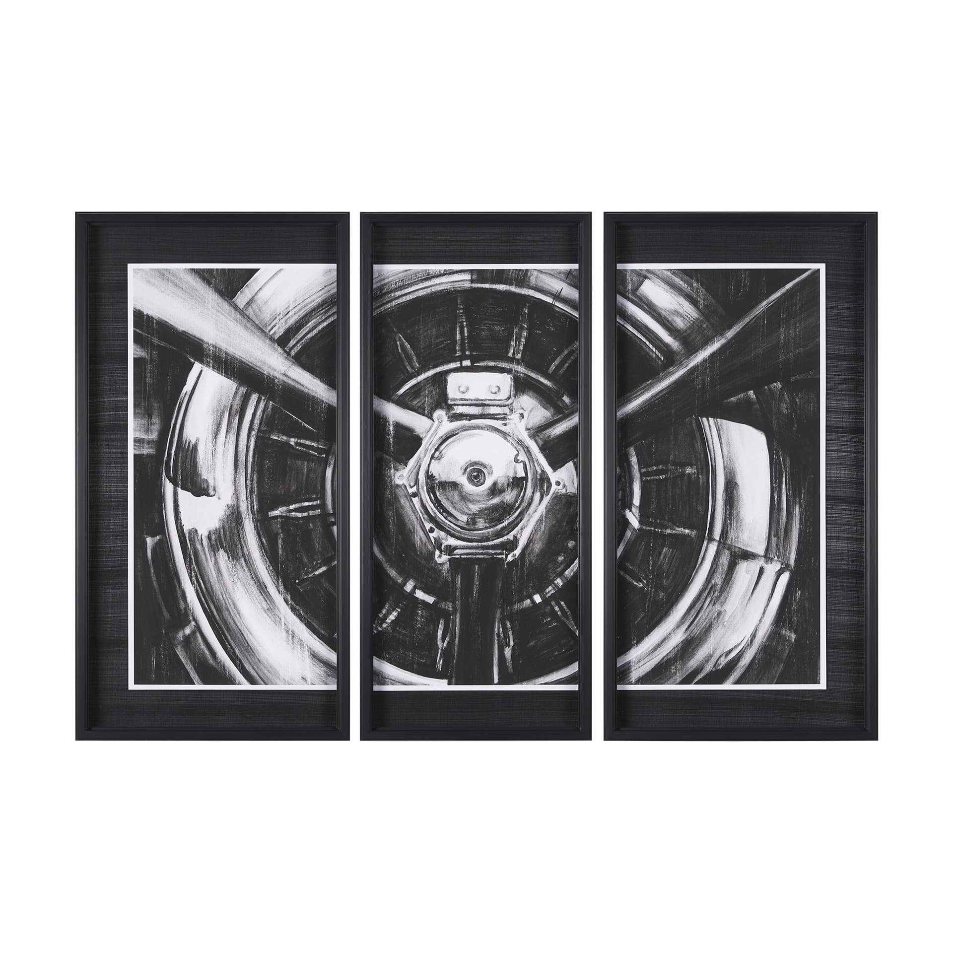Vintage Propeller I by Ethan Harper a Hand Embelished Textured Framed Art Print Matted under Glass — product photograph