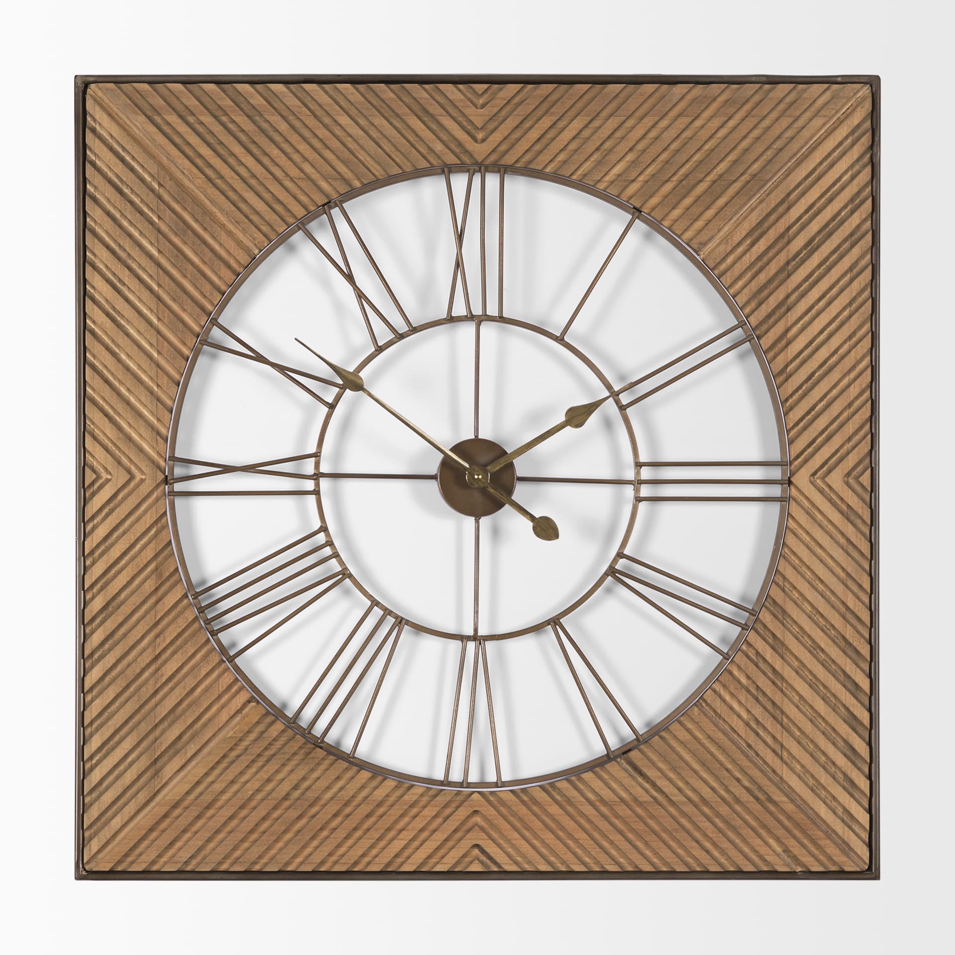 Rondell Light Brown Wood W/ Gold Metal Wall Clock — product photograph