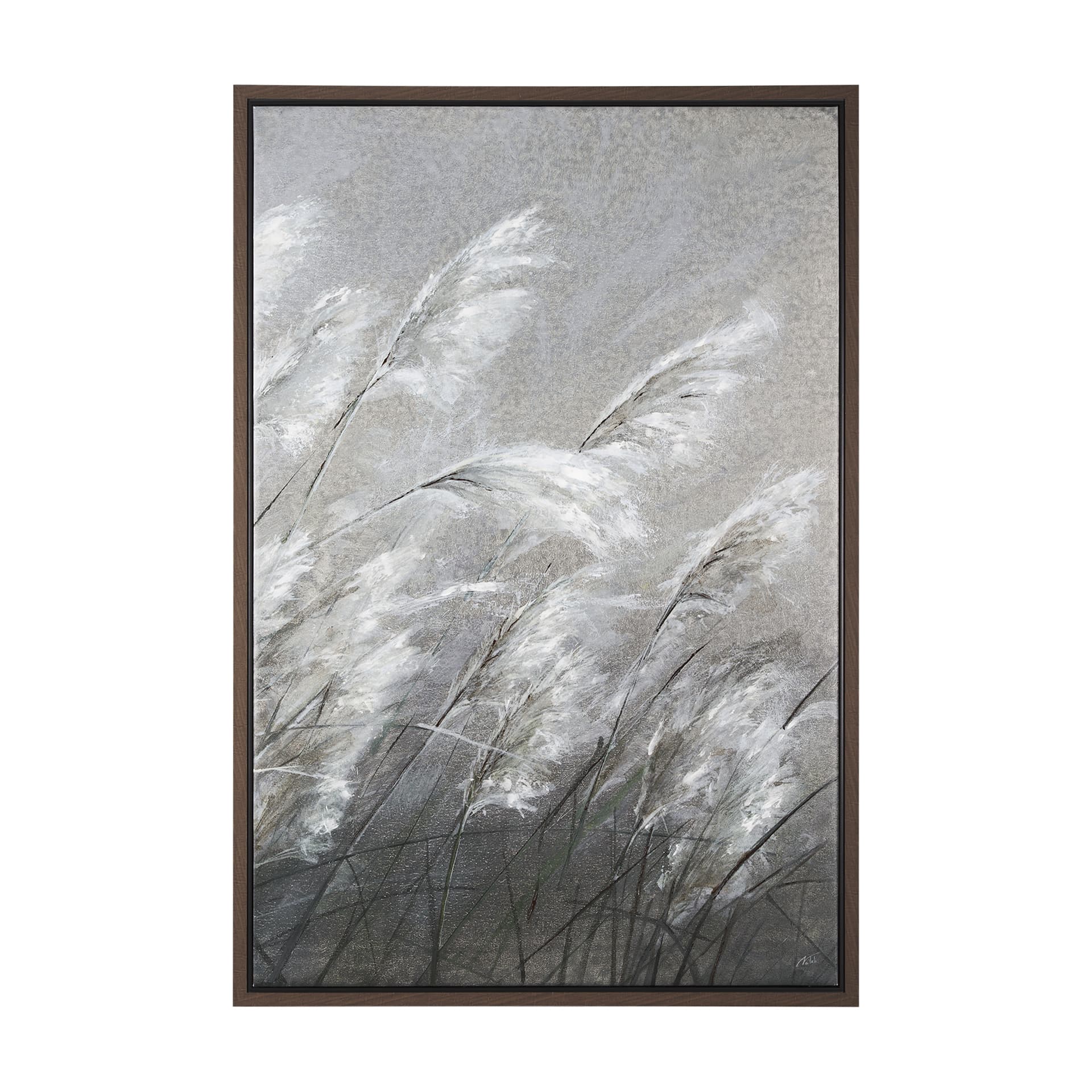 Pampas Grass Breeze II by Mercana Studio a Hand Embellished Textured Framed Canvas — product photograph
