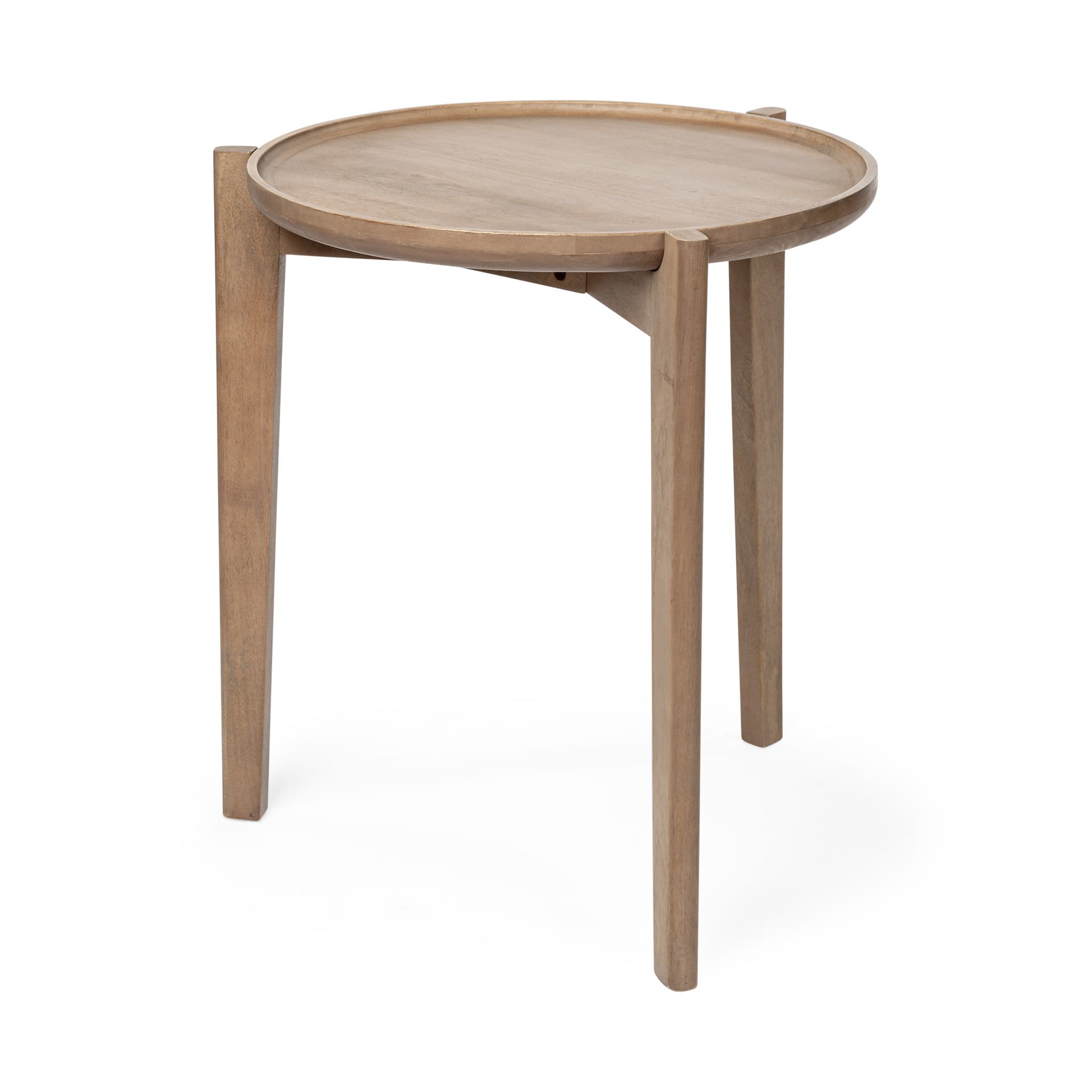 Cleaver I 22 x 24 Round Top Brown Solid Wood Accent Table — product photograph