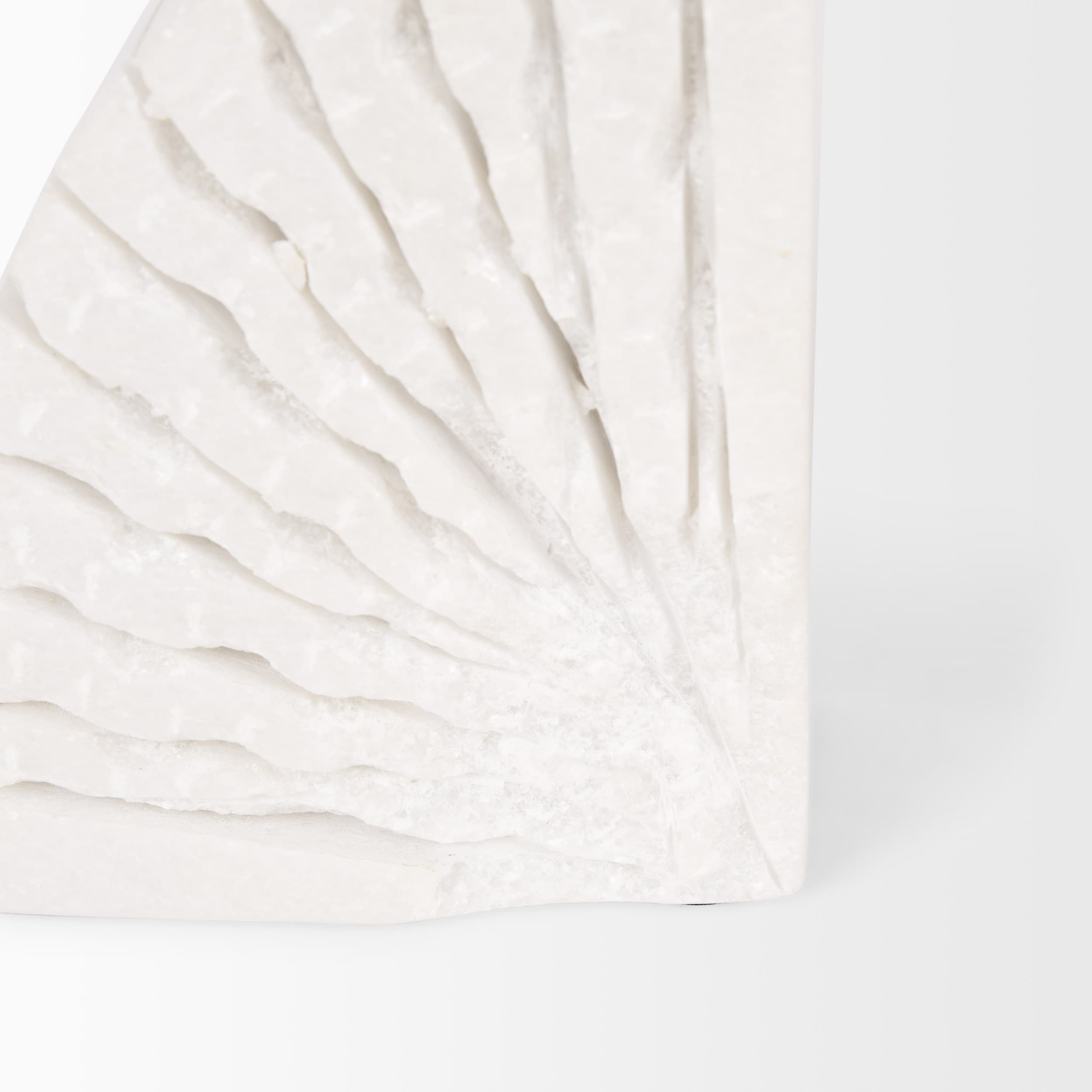 Stept White Marble Bookends w/rough carving (set of 2) — product photograph