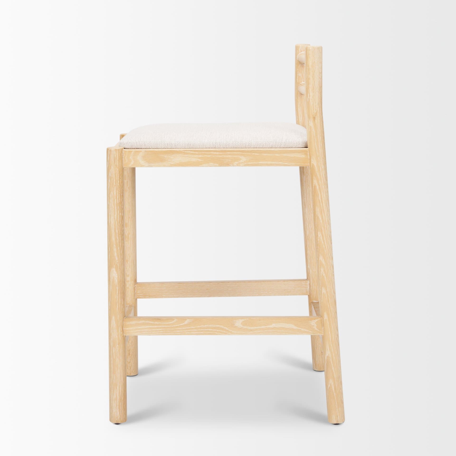 Sam Backless 25.87in Seat Counter Stool | Light Brown Wood w/ Fabric — product photograph