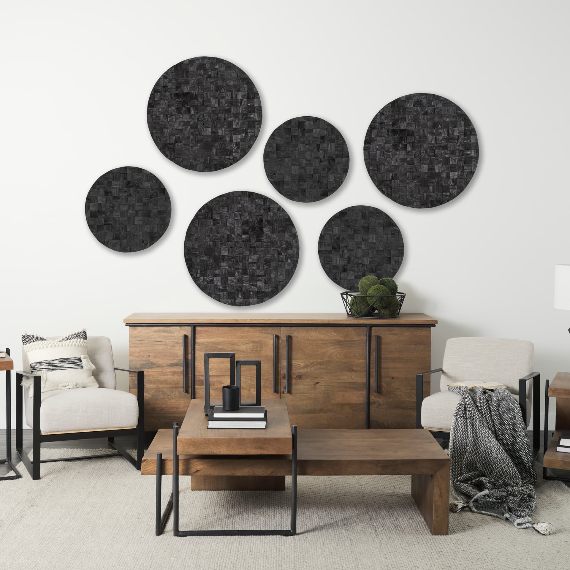 Into the Abyss I Dark Brown Wood 32" Wall Decor — in a styled room