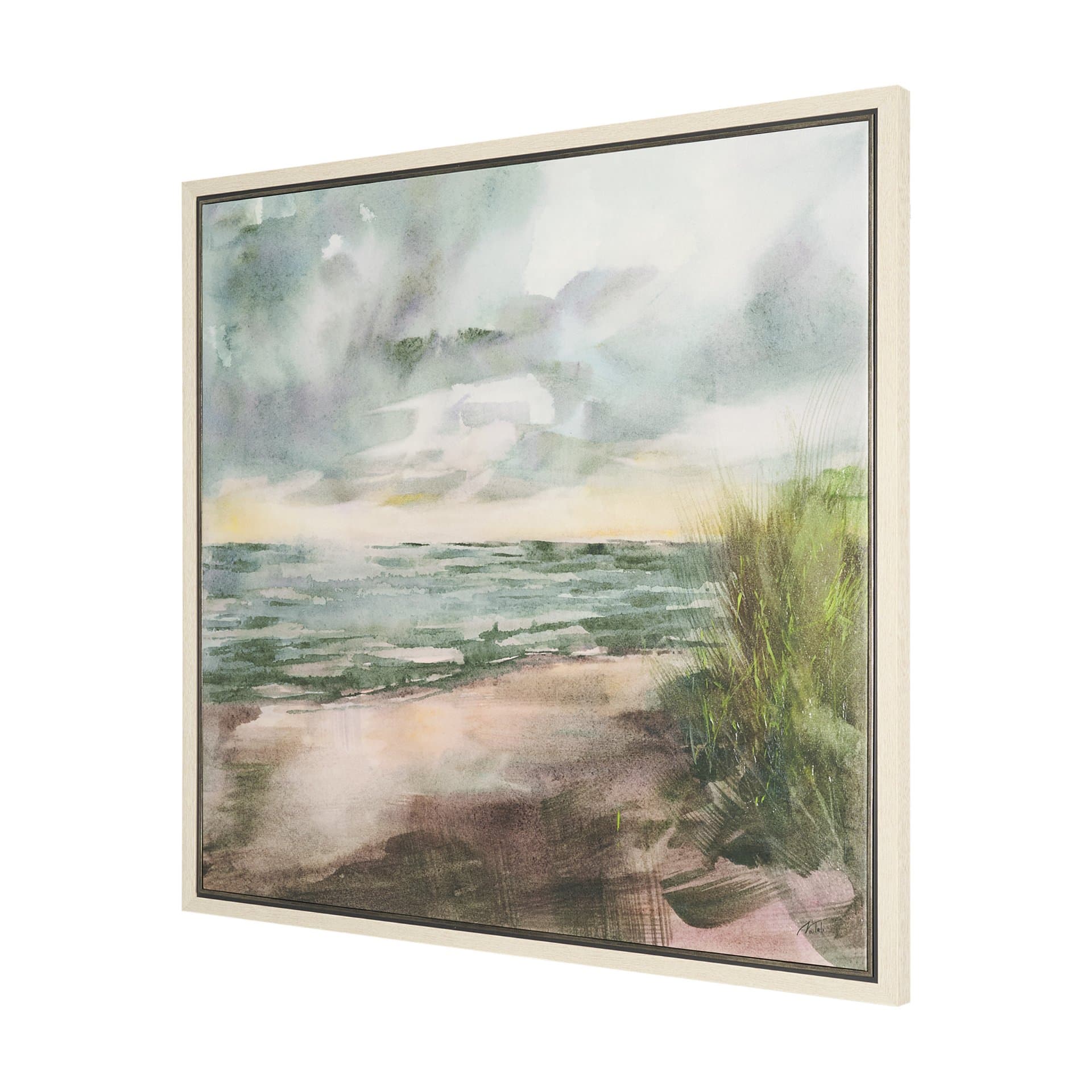 Beach View II by Mercana Studio Hand-Embellished Textured Framed Canvas Artwork — product photograph