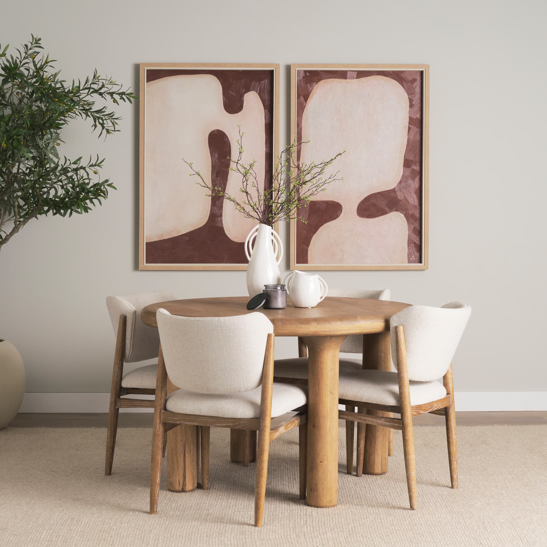 Soma 48" Round Dining Table | Modern | Light Brown Wood | Seats 4 — product photograph