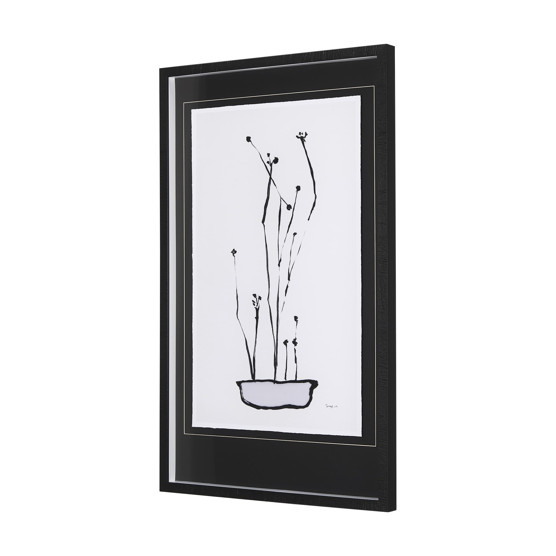 Organic Line Drawing I by Mercana Studio Hand Embellished Framed Art Print Matted under Glass — product photograph