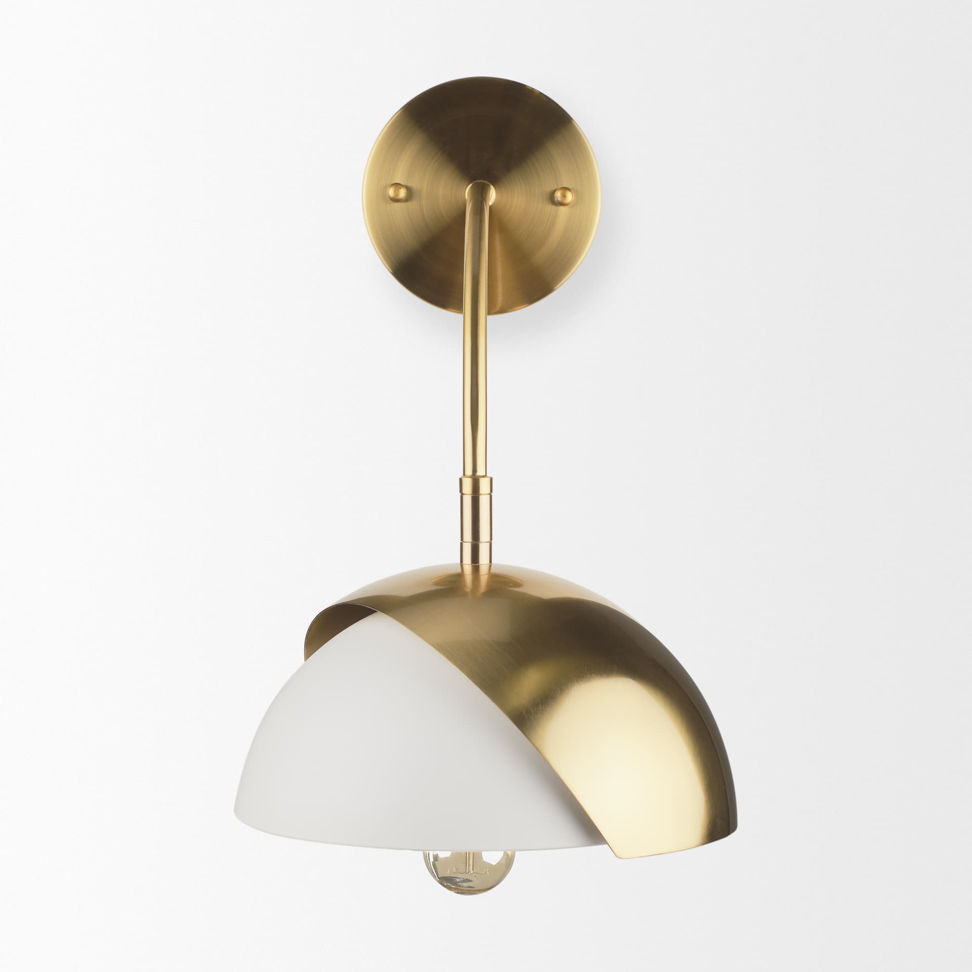 Cybill Brushed Brass w/ White Metal Shade 1-Light Wall Sconce — product photograph