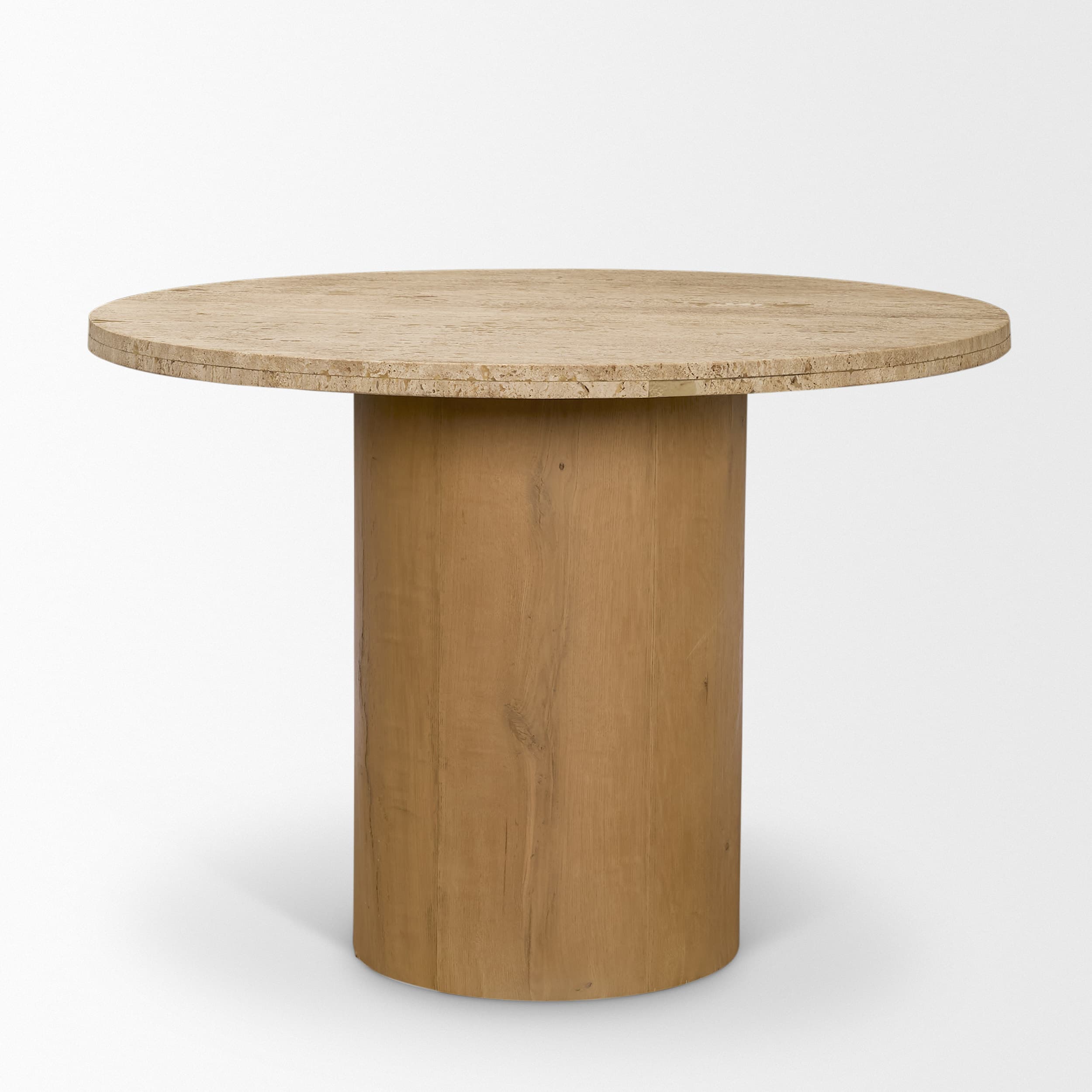 Siena 42" Round Pedestal Dining Table | Travertine | Seats 4 — product photograph