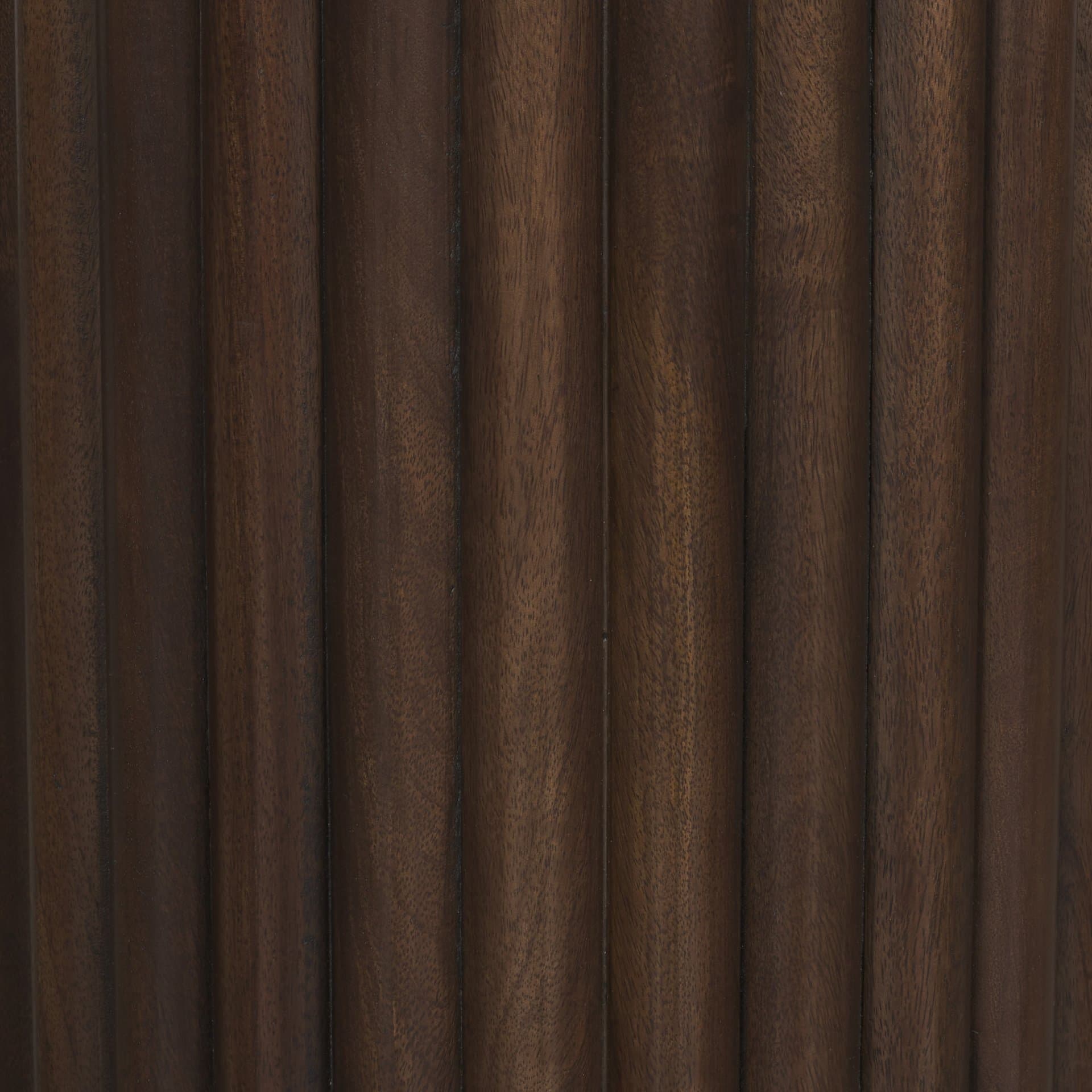 Marbrello Pink Marble Top Espresso Brown Fluted Wood Round Side Table — product photograph