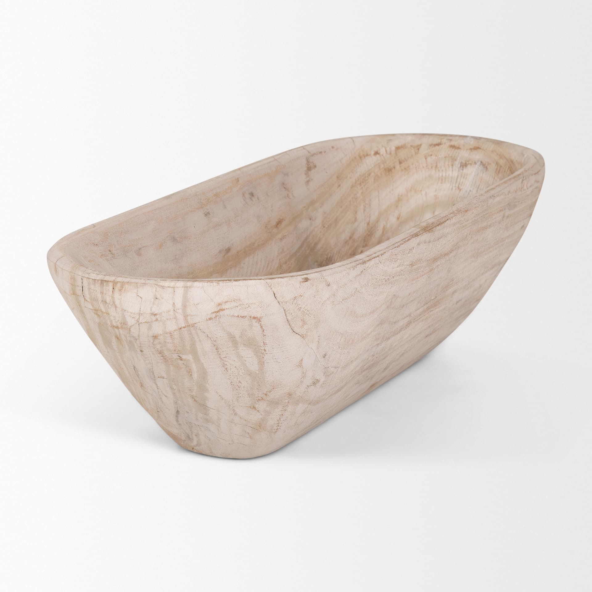 Athena Extra Large Oblong Light-Wash Reclaimed Wood Bowl — product photograph