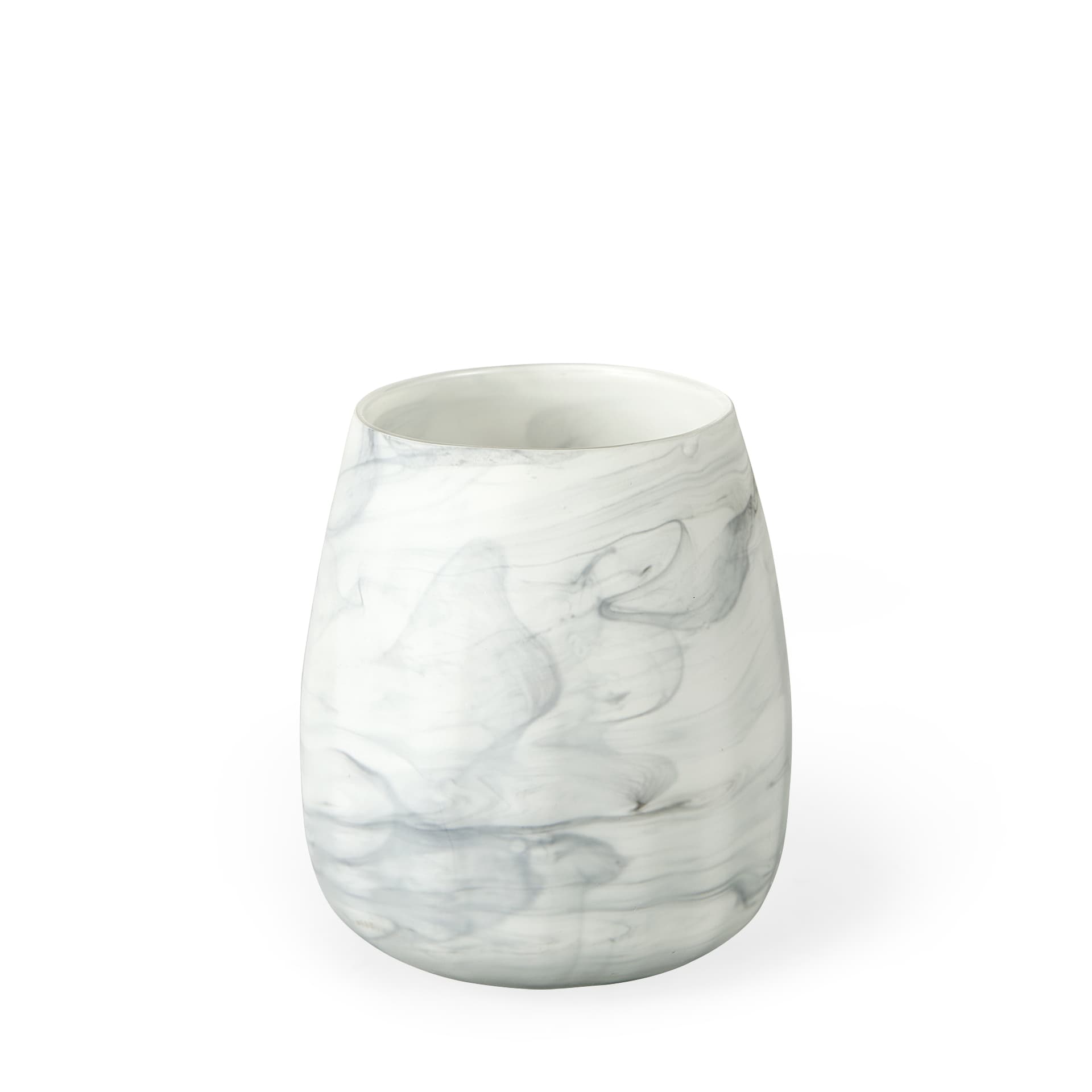 Volta I Short Gray Cream Glass Abstract Pattern Vase — product photograph