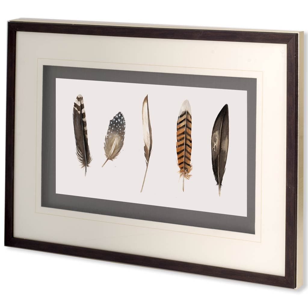 Red Rock Feathers II by Grace Popp a Hand Embellished Textured Framed Art Print Matted under Glass — product photograph